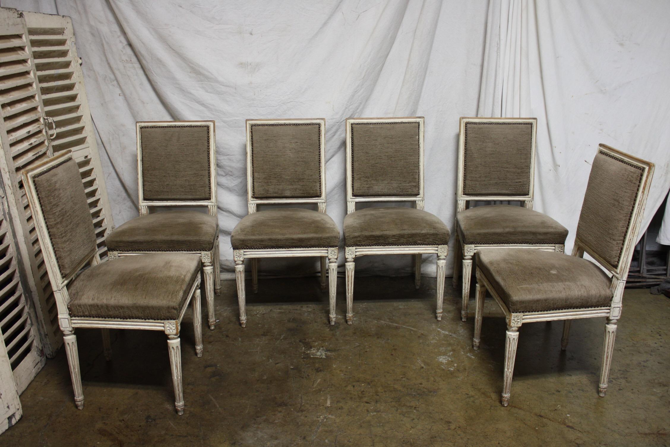 Painted Late 19th Century French Louis XVI Dining Chairs