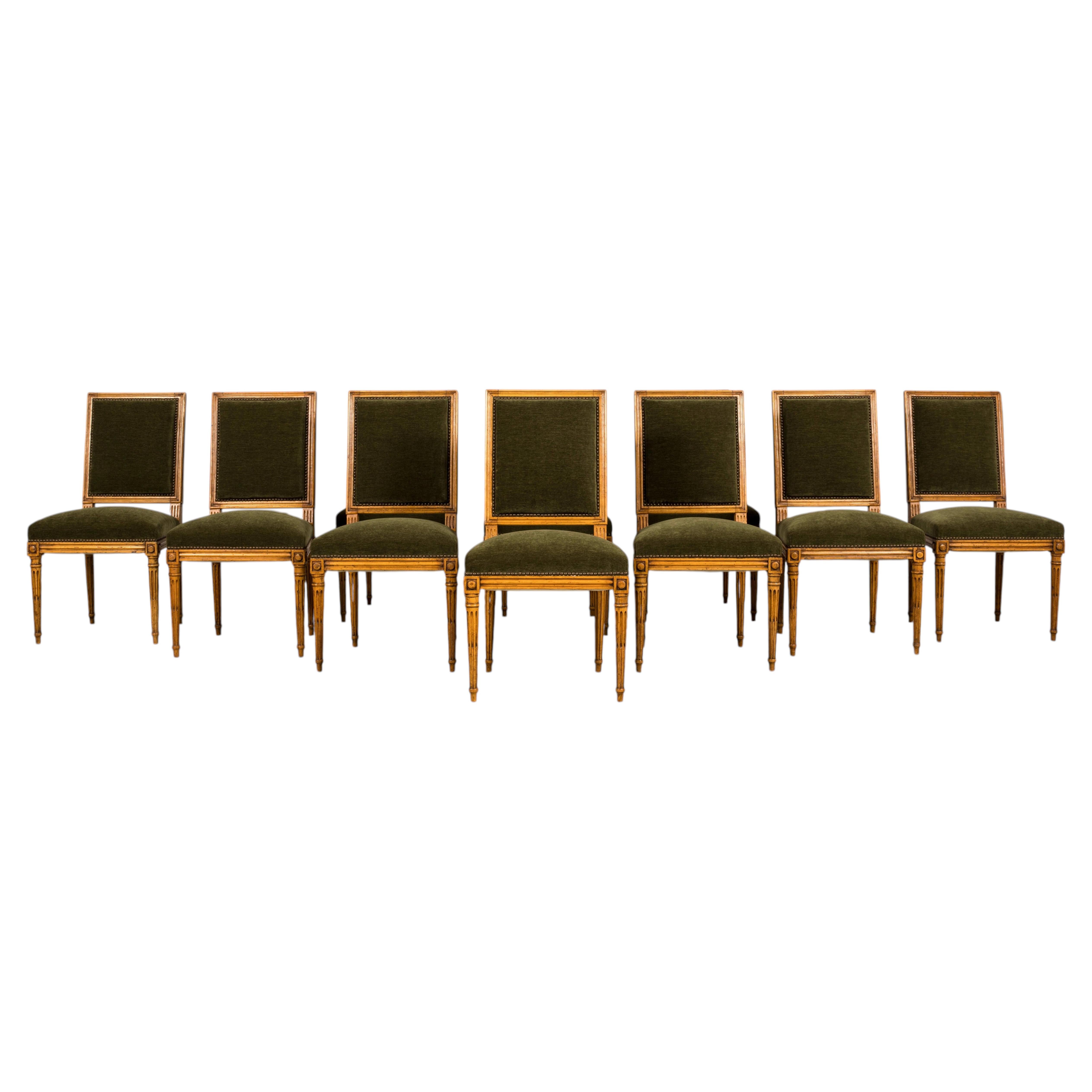 Late 19th Century French Louis XVI Fruitwood Dining Chairs, Set of 10