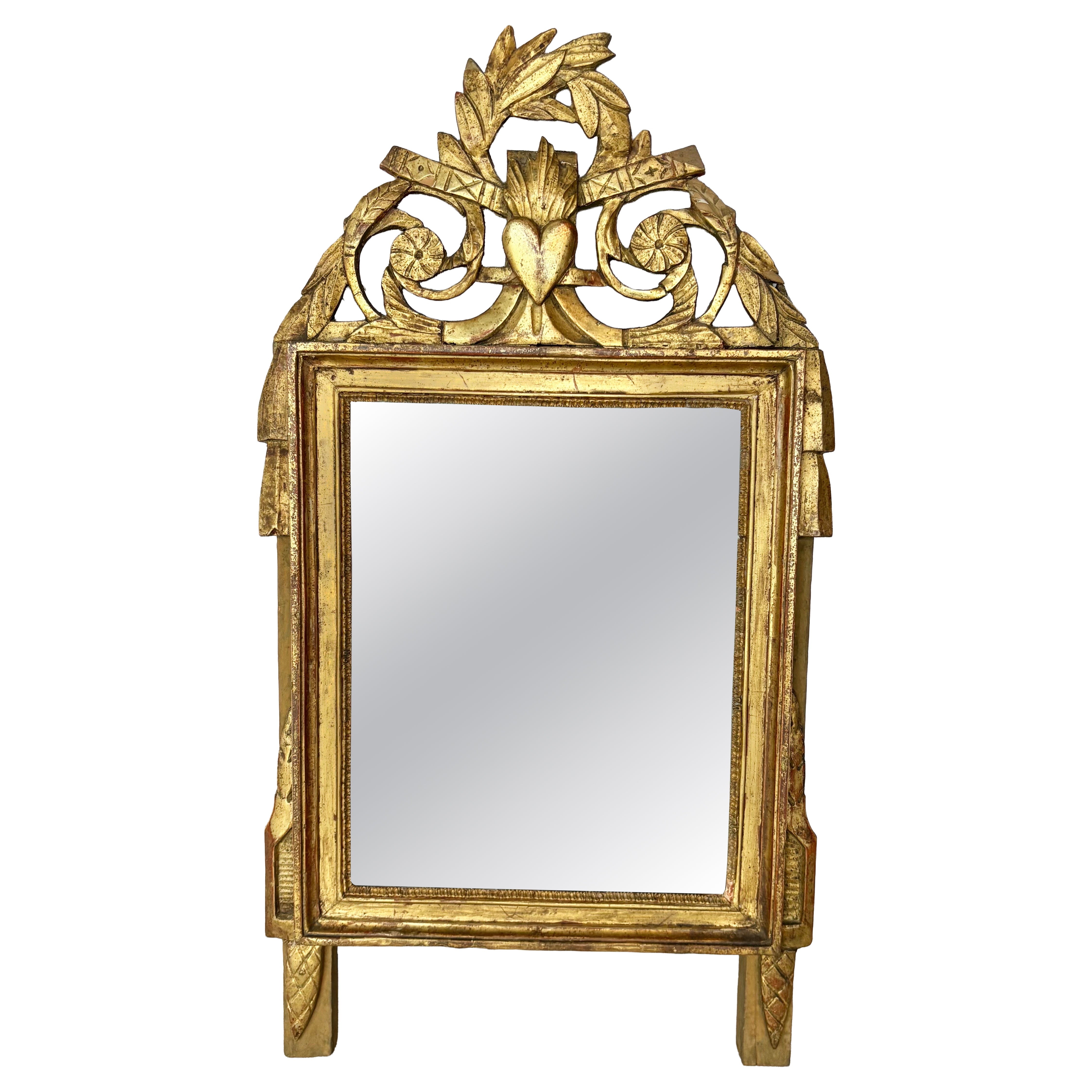 Late 19th Century French Louis XVI Giltwood Wall Mirror For Sale