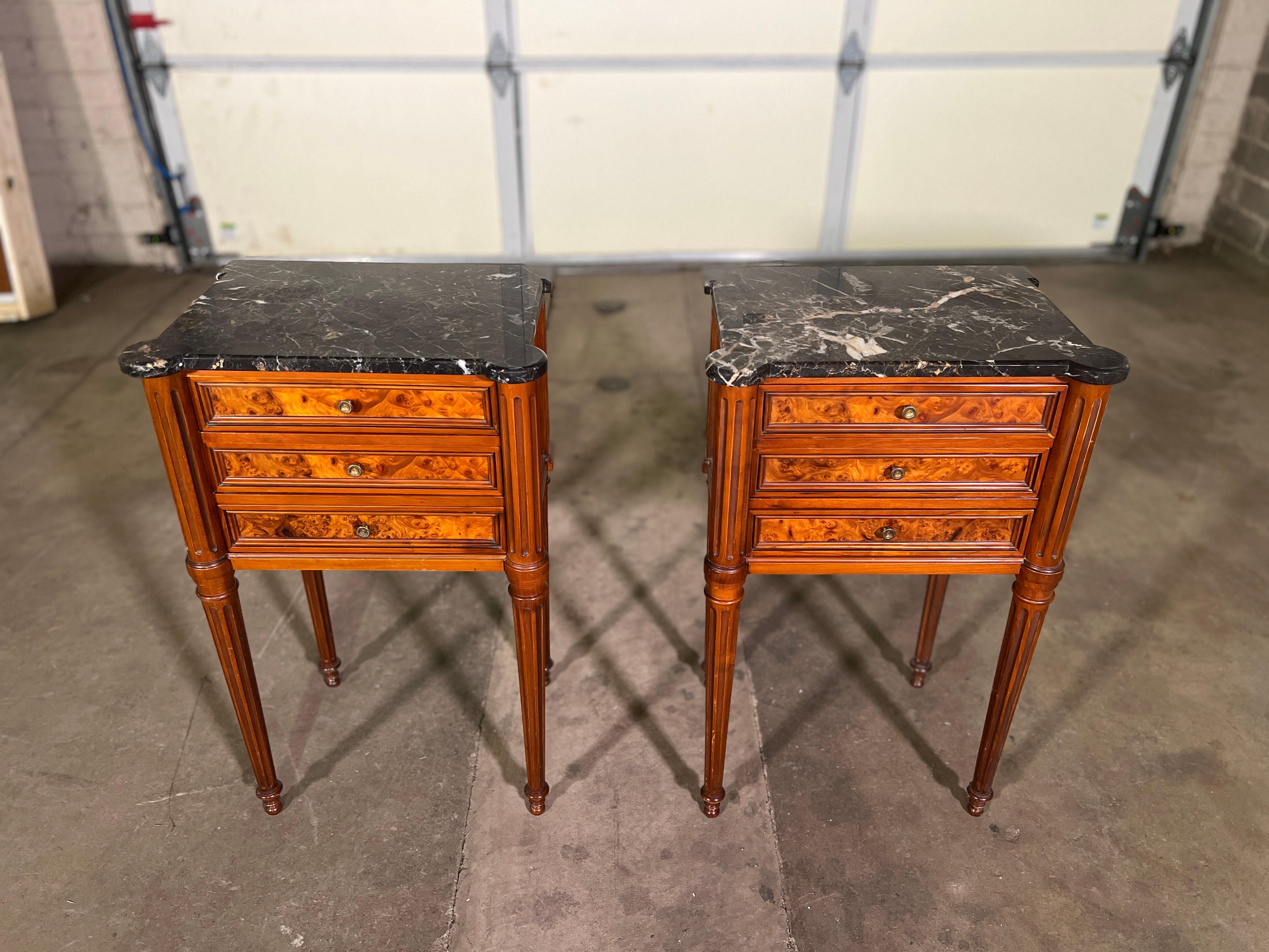 Marble Late 19th Century French Louis XVI Night Stands For Sale