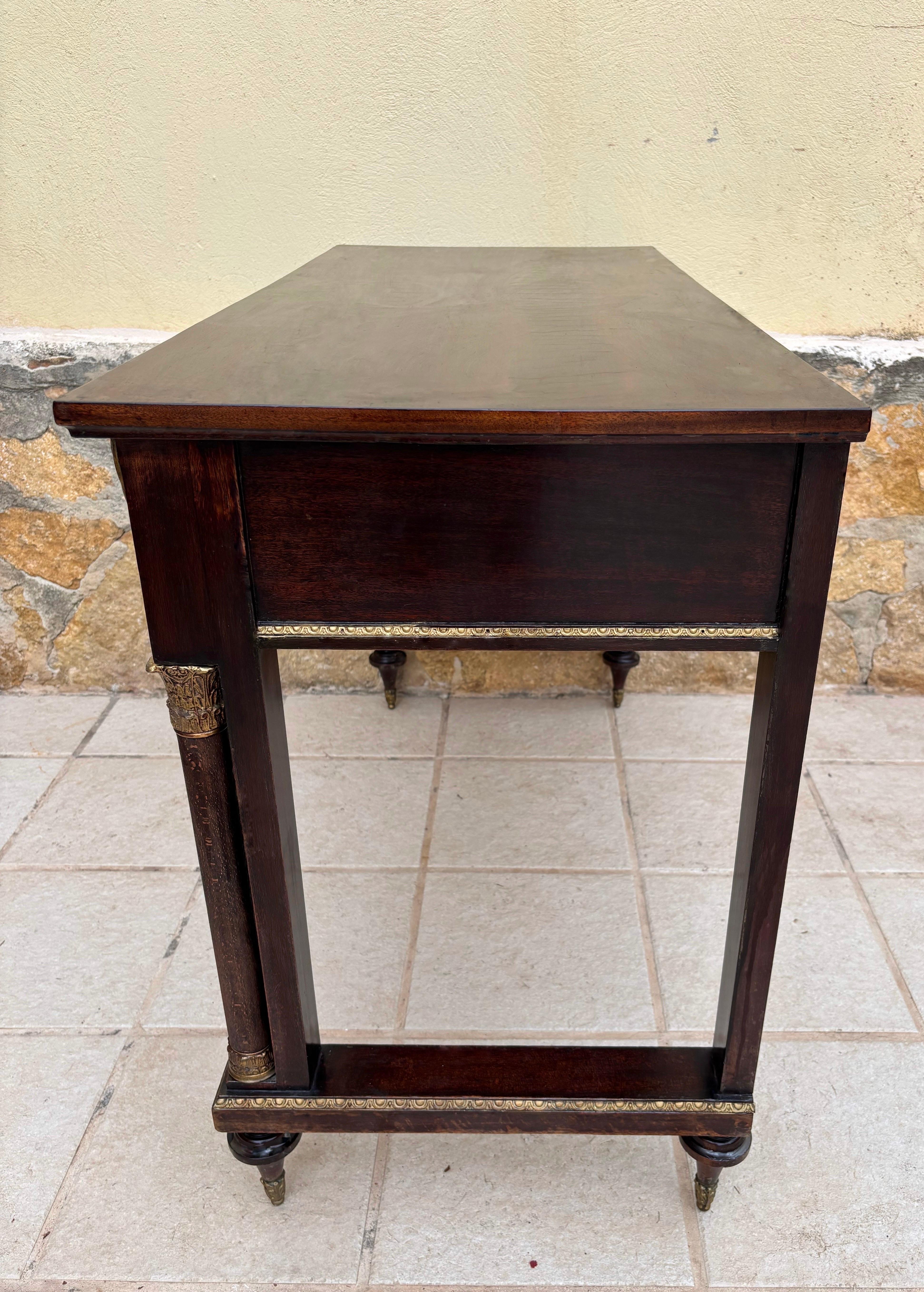 Bronzed Late 19th Century French Louis XVI Oak Console Table with Ormolu Mounts For Sale