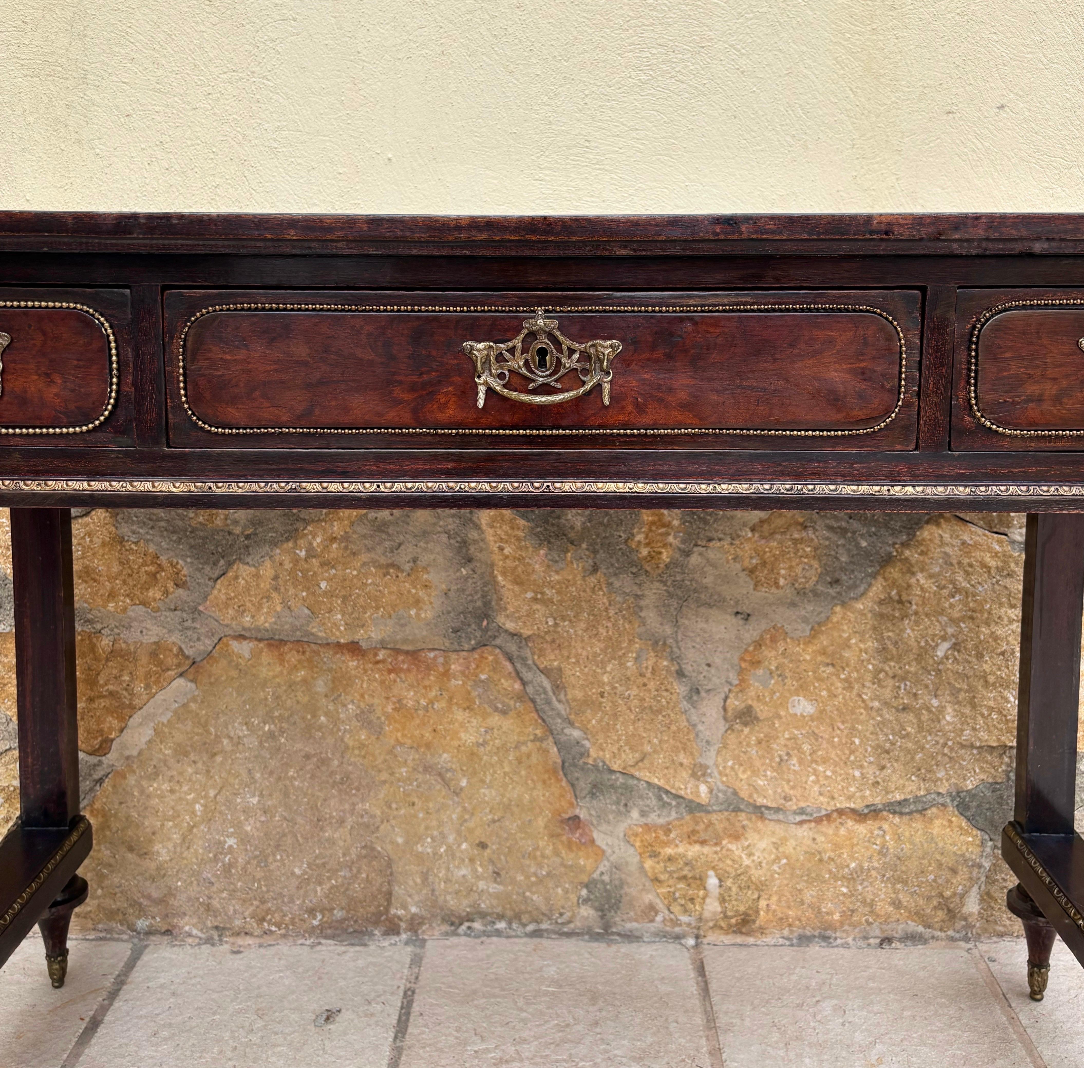Late 20th Century Late 19th Century French Louis XVI Oak Console Table with Ormolu Mounts For Sale