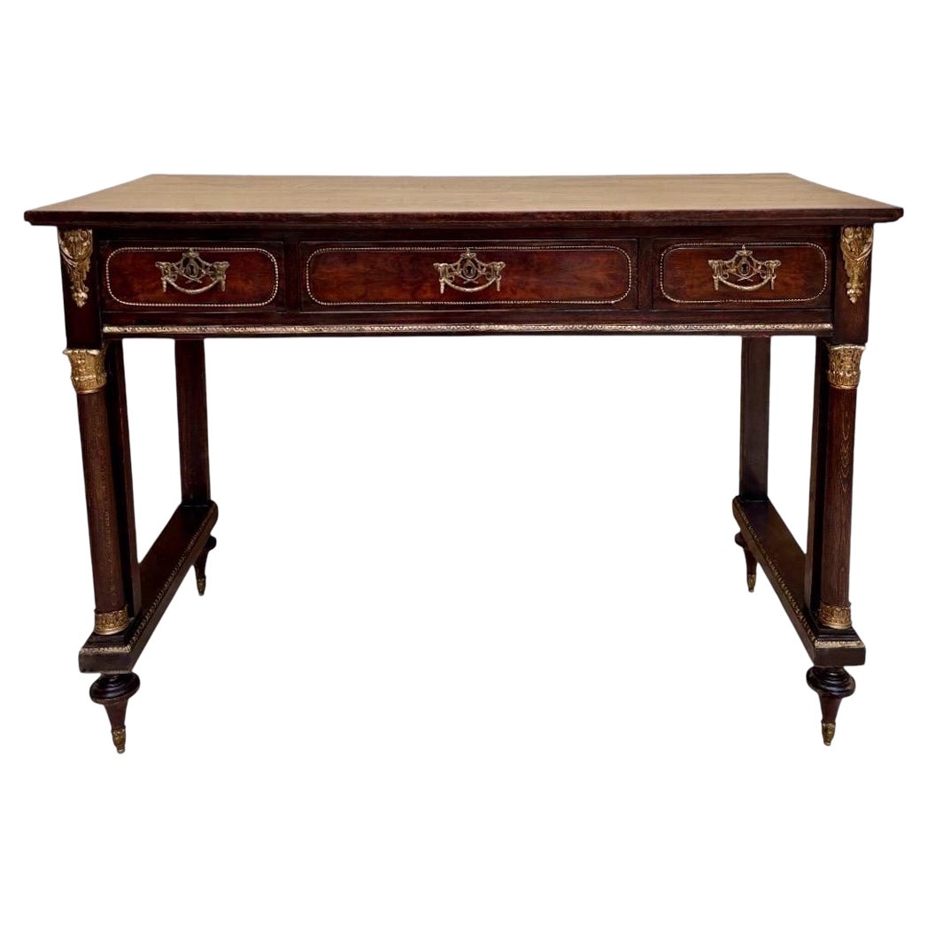 Late 19th Century French Louis XVI Oak Console Table with Ormolu Mounts For Sale
