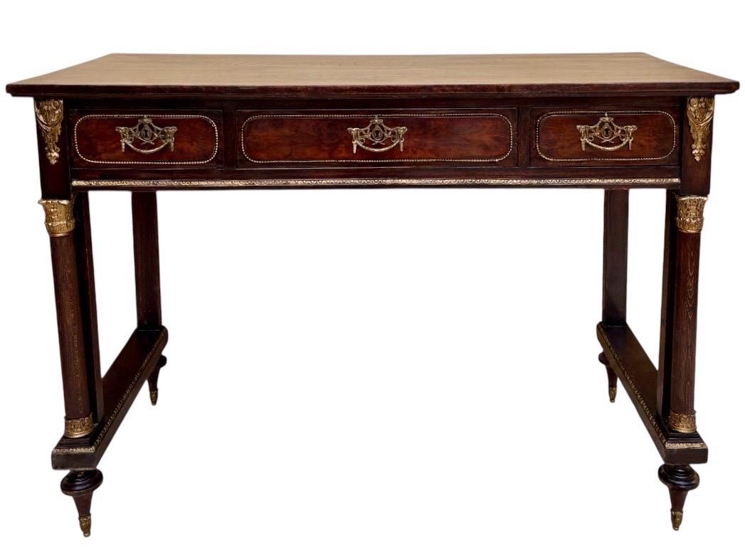 Late 19th Century French Louis XVI Oak Console Table with Ormolu Mounts