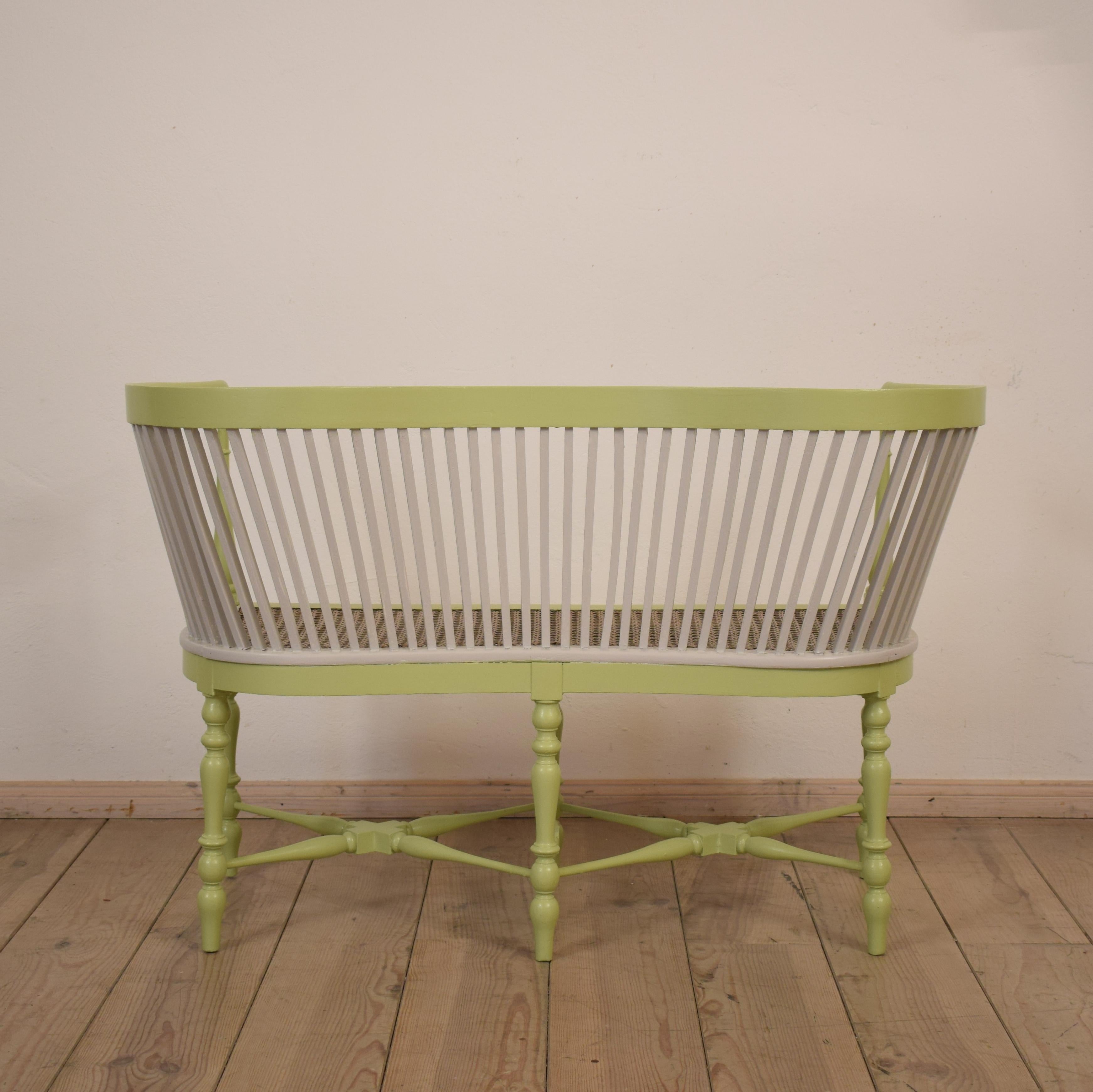 Late 19th Century French Louis XVI Painted and Caned Small Bench 4