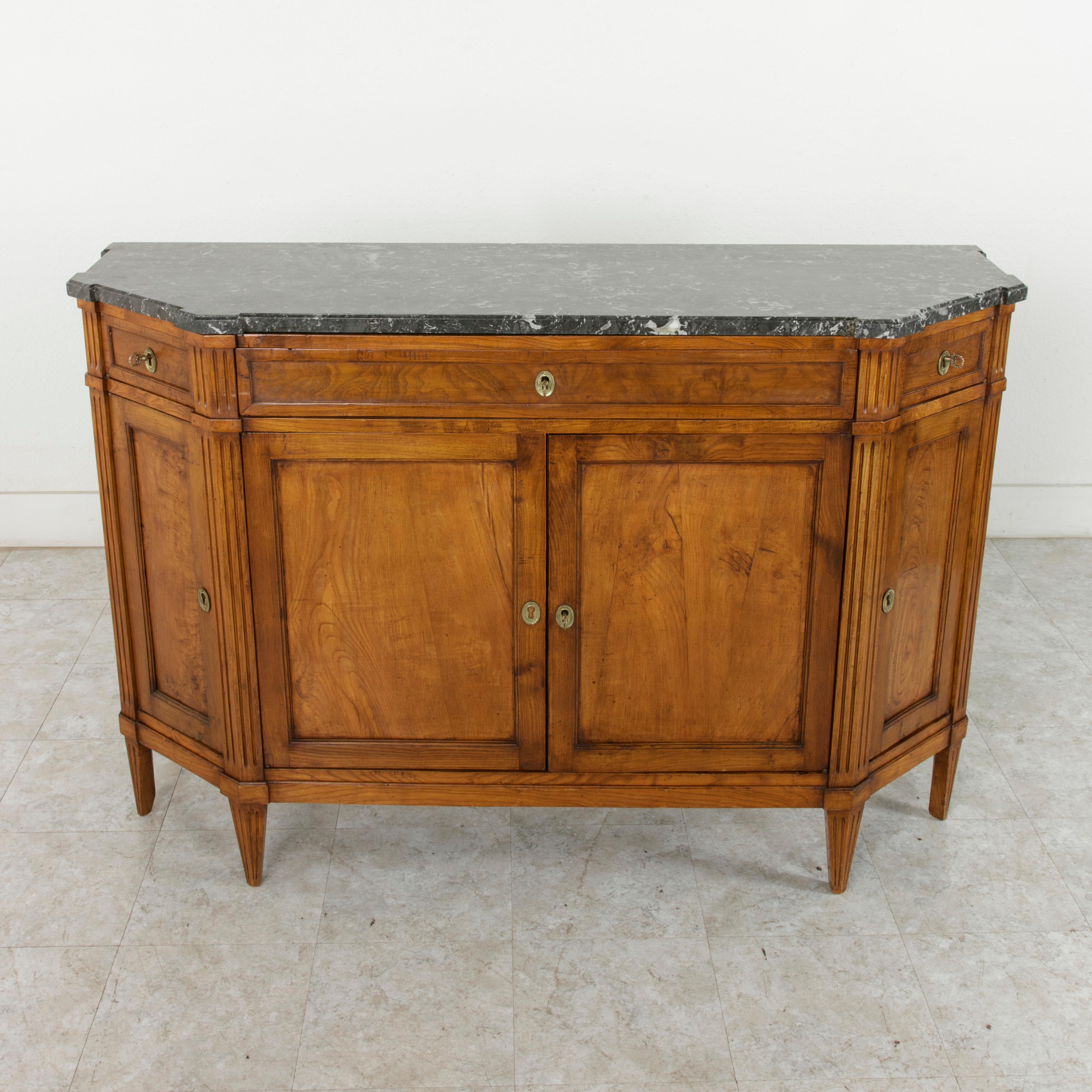 Late 19th Century French Louis XVI Style Ash Buffet or Sideboard, Marble Top In Good Condition In Fayetteville, AR