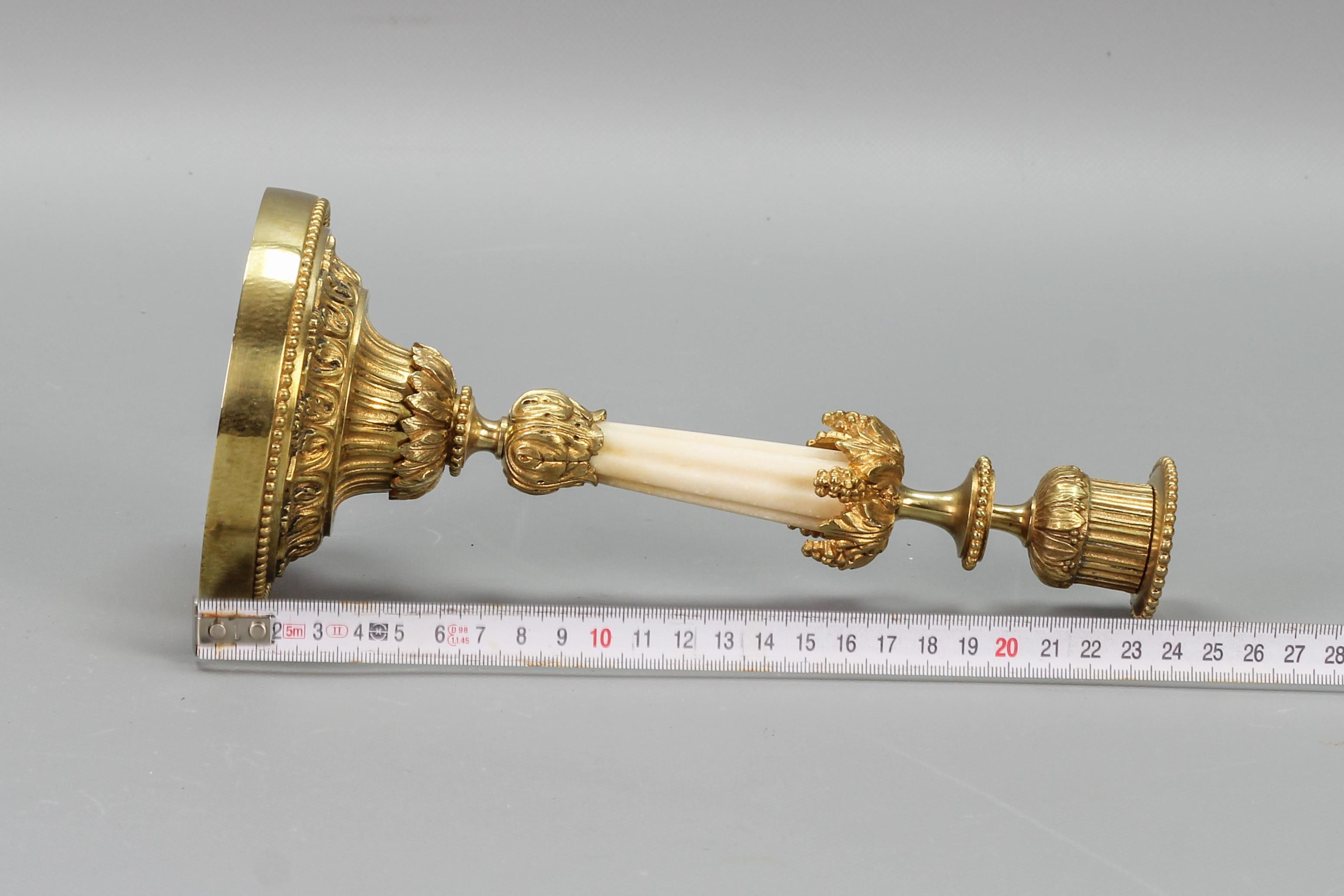Late 19th Century French Louis XVI Style Bronze and White Marble Candlestick For Sale 16