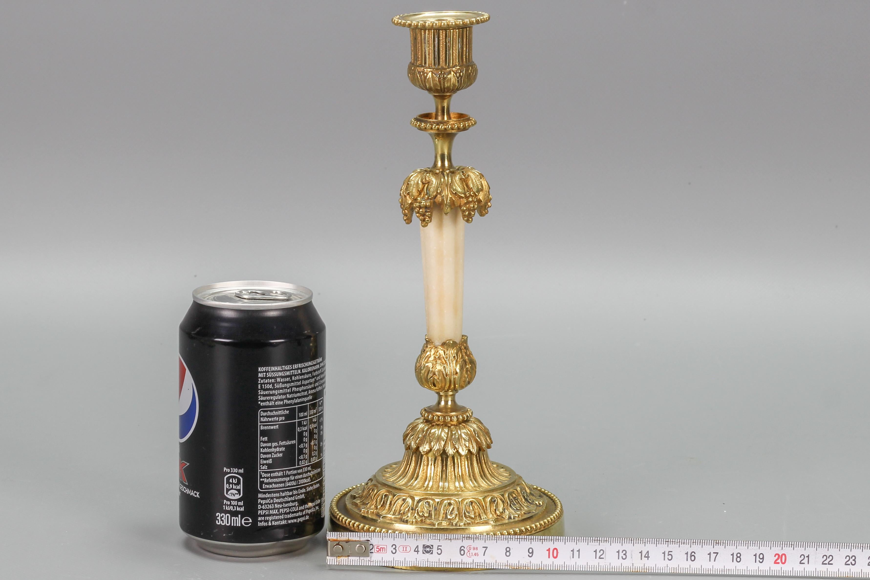 Late 19th Century French Louis XVI Style Bronze and White Marble Candlestick For Sale 17
