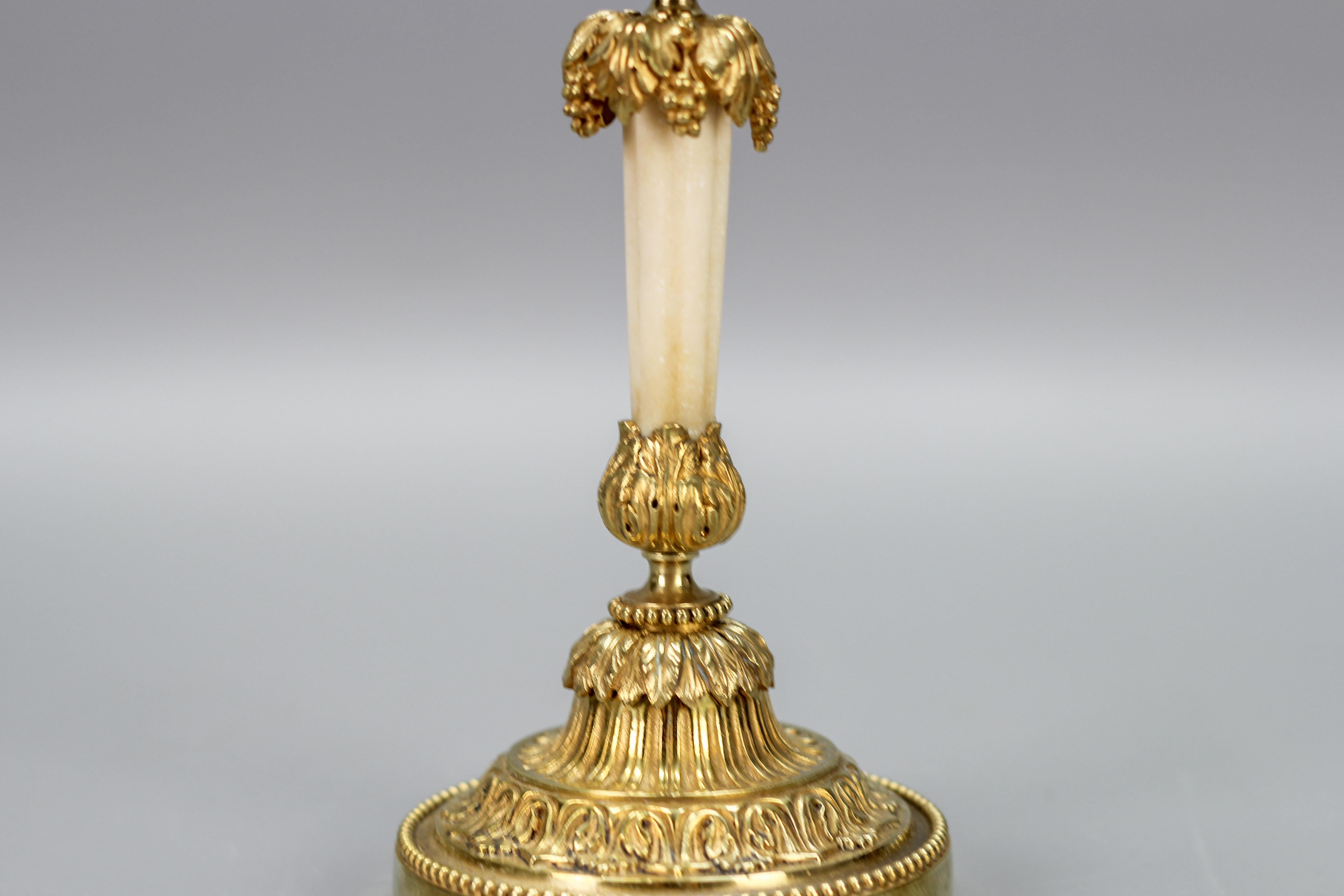 Late 19th Century French Louis XVI Style Bronze and White Marble Candlestick For Sale 5