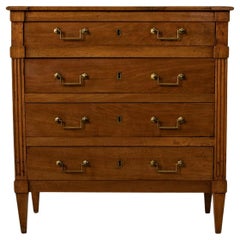 Antique Late 19th Century French Louis XVI Style Cherry Wood Commode, Chest, Nightstand