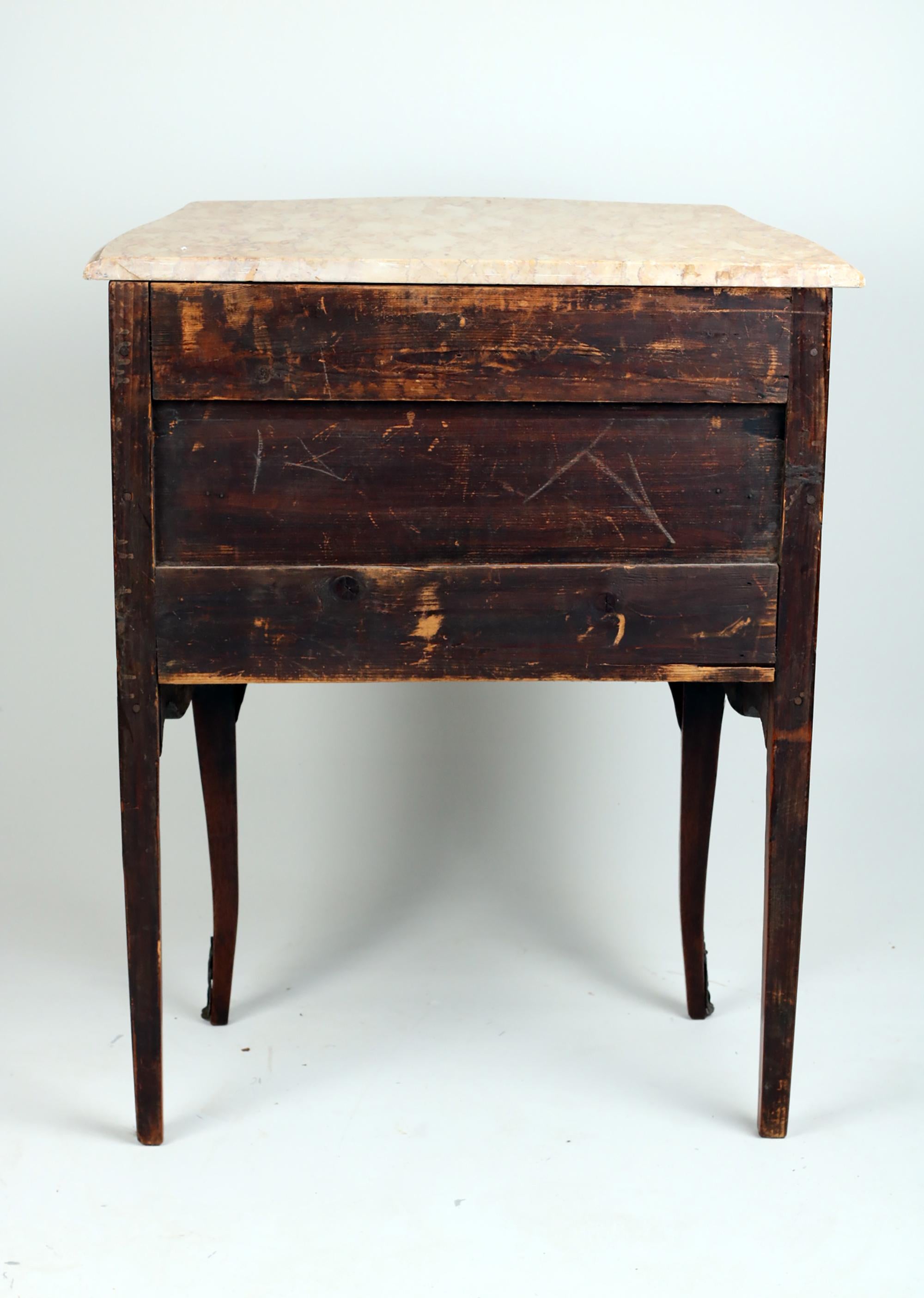 Polished Late 19th Century French Louis XVI Style, Chest of Drawers with Parquetry For Sale