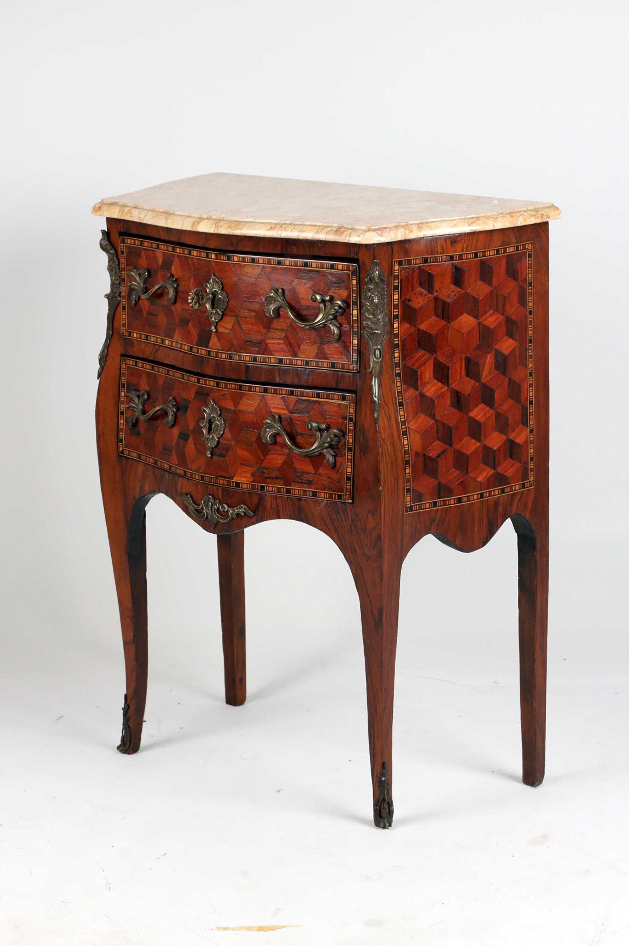 Late 19th Century French Louis XVI Style, Chest of Drawers with Parquetry For Sale 2