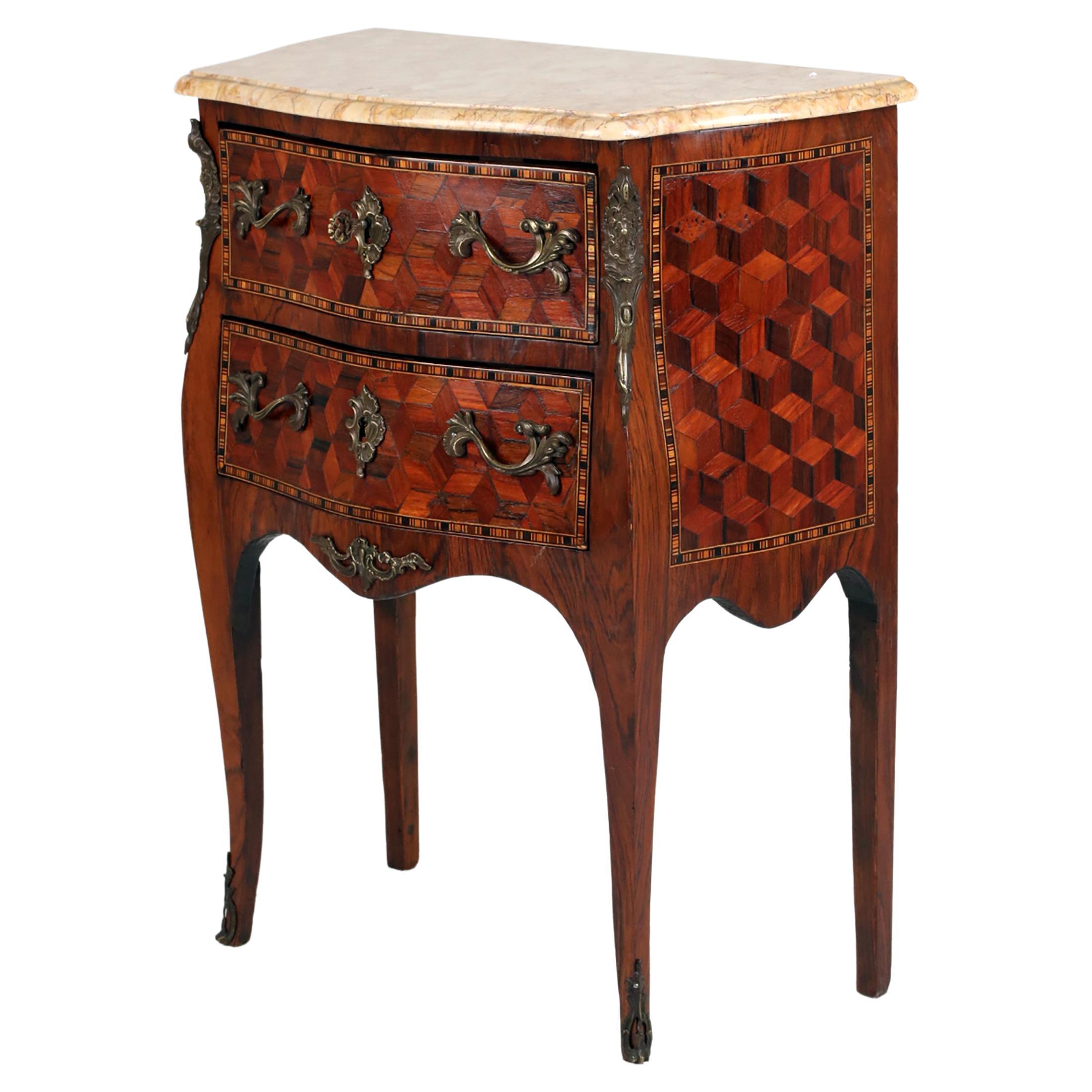 Late 19th Century French Louis XVI Style, Chest of Drawers with Parquetry