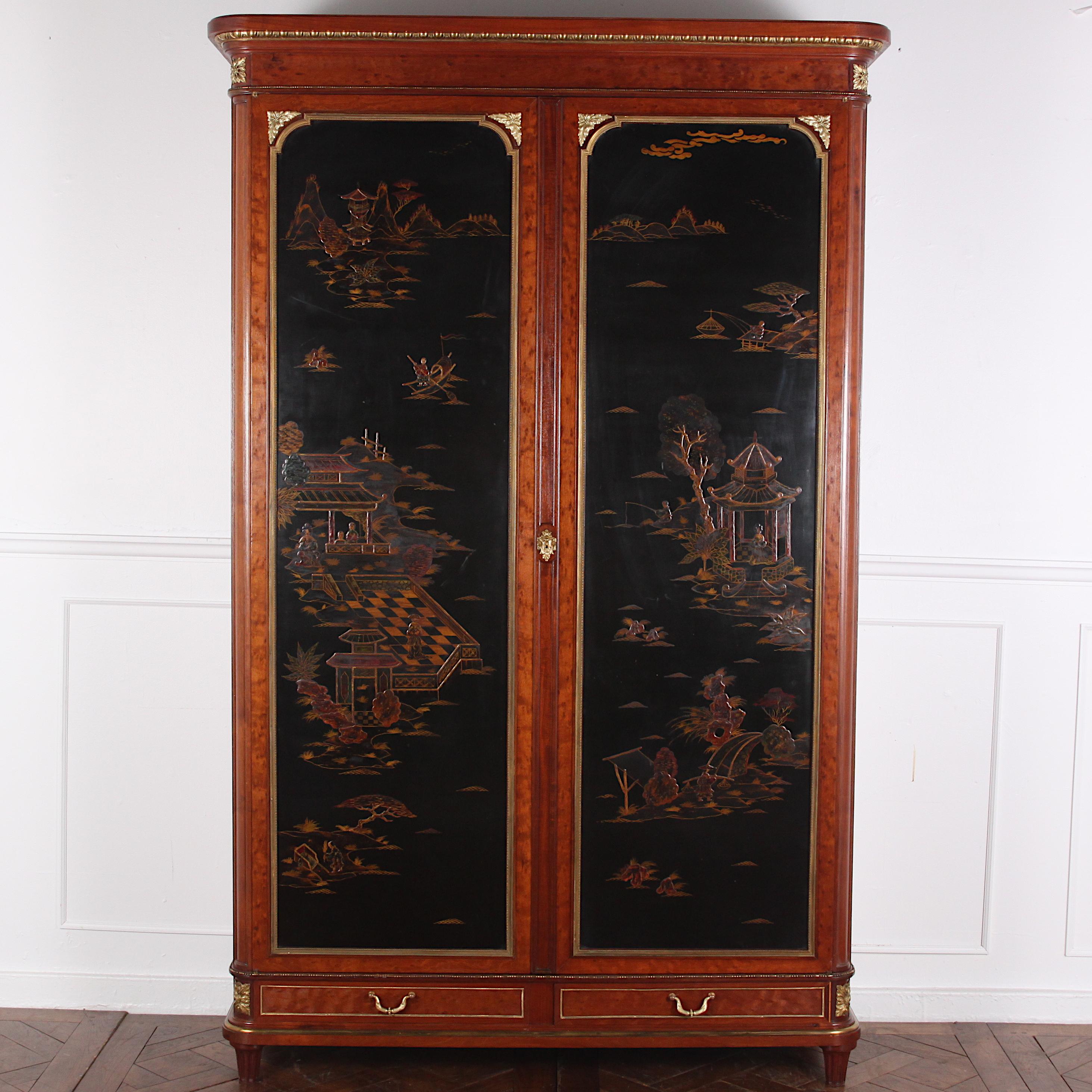 Late 19th Century French Louis XVI Style Chinoiserie or 'Japanned' Armoire 7