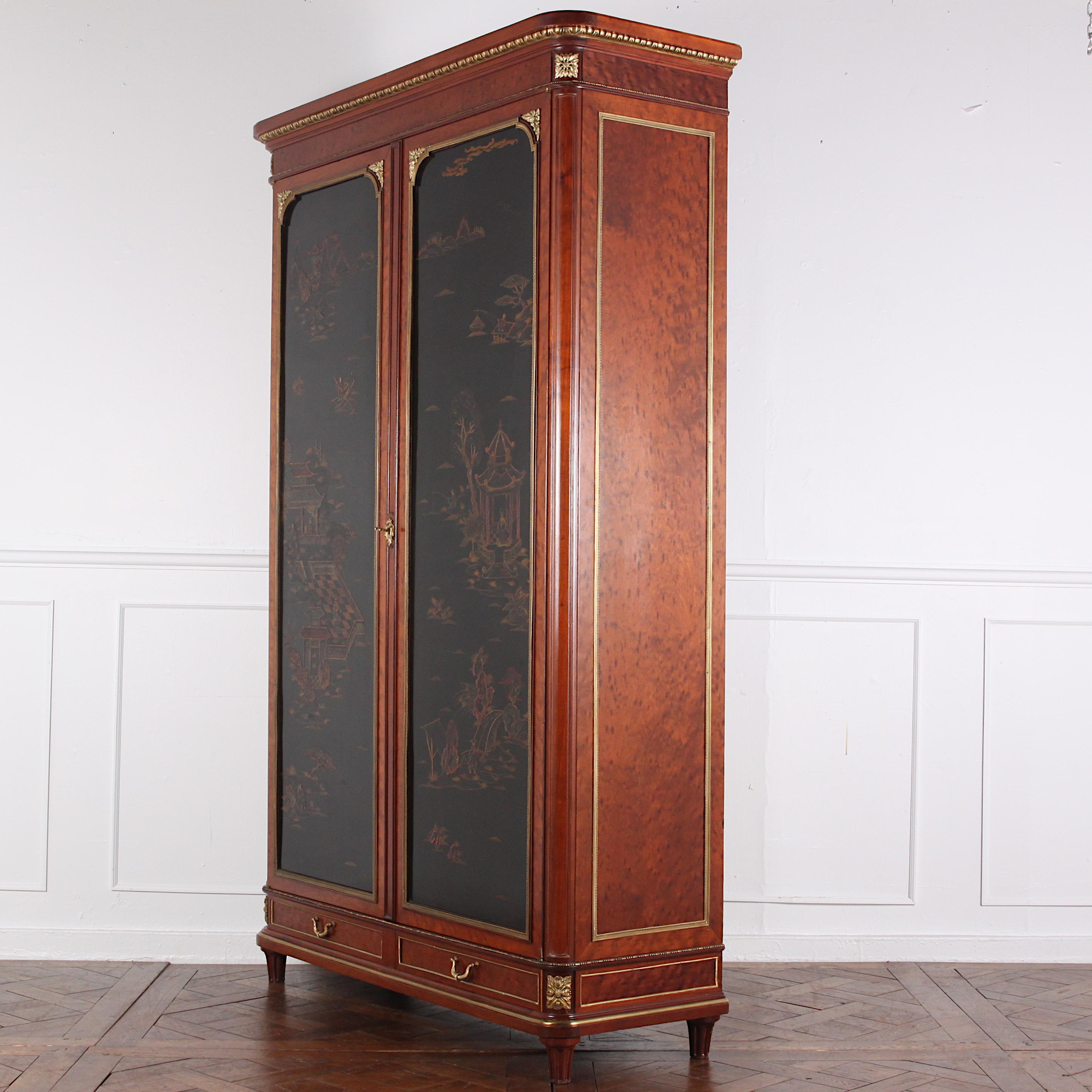 Lacquer Late 19th Century French Louis XVI Style Chinoiserie or 'Japanned' Armoire