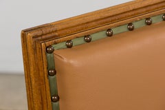 Juego de 6 sillas de comedor francesas de cuero color tostado, estilo Luis XVI, finales del siglo XIX