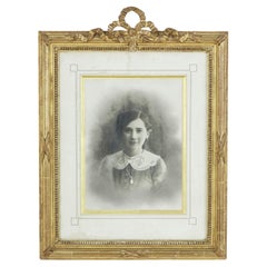 Antique Late 19th Century French Louis XVI Style Frame with Photograph of Young Girl