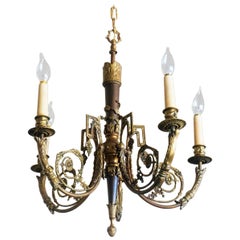 Late 19th Century French Louis XVI Style Gilt Bronze Five-Light Chandelier