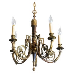 Used Late 19th Century French Louis XVI Style Gilt Bronze Five-Light Chandelier