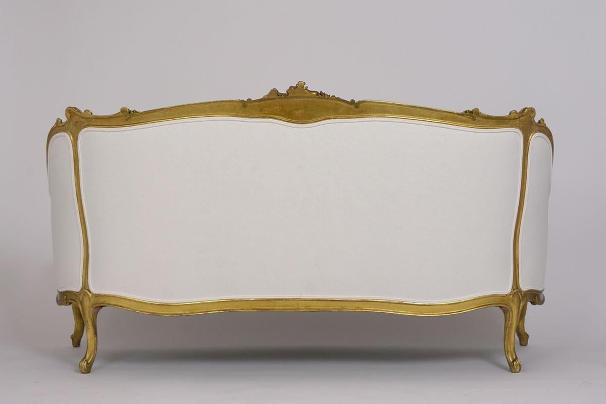 Spätes 19. Jahrhundert Französisch Louis XVI Stil vergoldetes Sofa 5