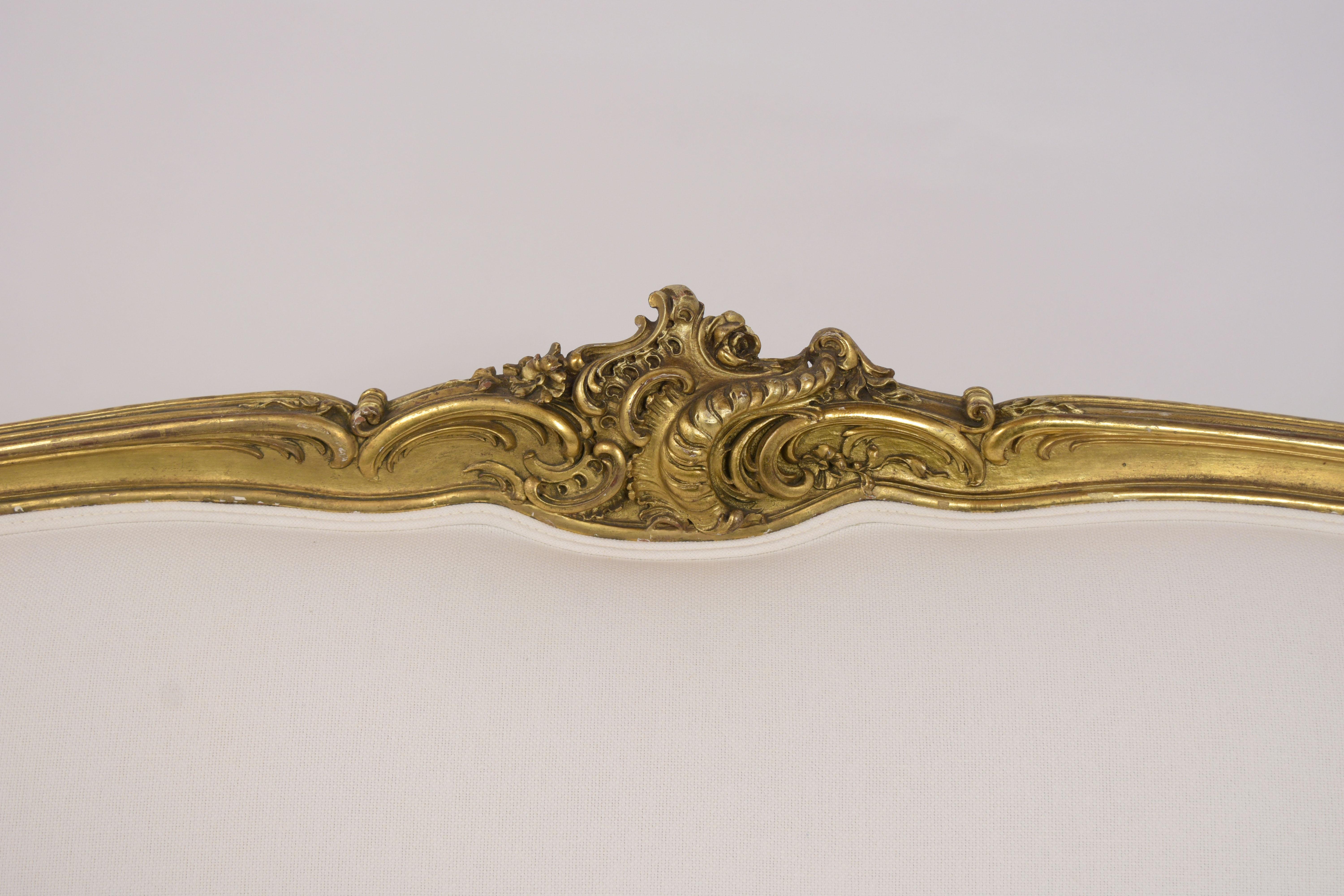 Spätes 19. Jahrhundert Französisch Louis XVI Stil vergoldetes Sofa (Louis XVI.)