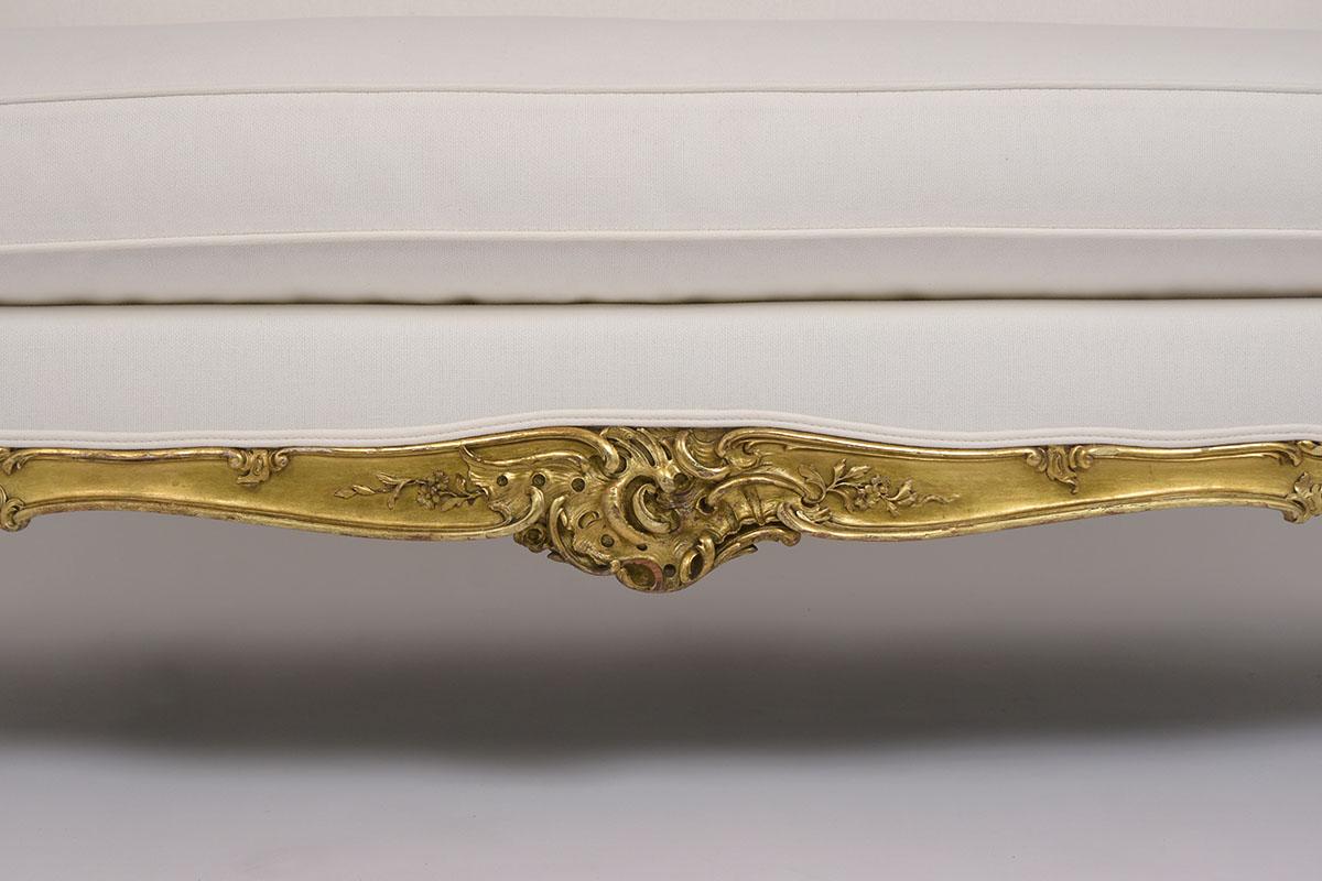 Spätes 19. Jahrhundert Französisch Louis XVI Stil vergoldetes Sofa (Handgeschnitzt)