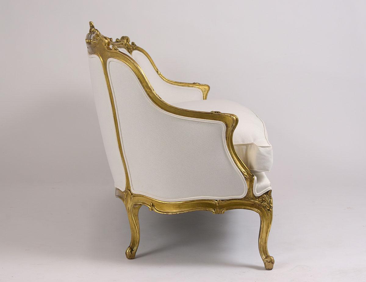 Spätes 19. Jahrhundert Französisch Louis XVI Stil vergoldetes Sofa 1