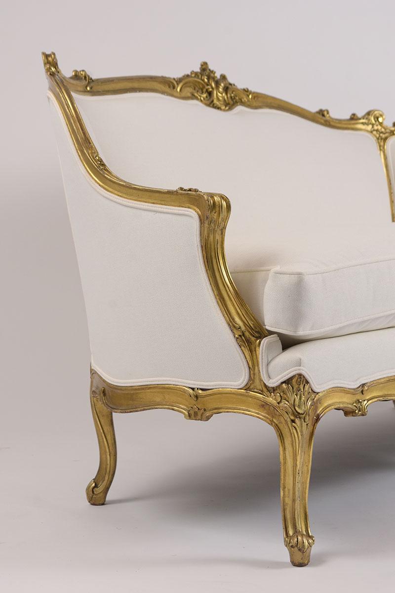 Spätes 19. Jahrhundert Französisch Louis XVI Stil vergoldetes Sofa 3