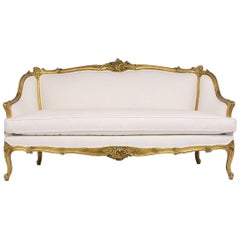 Late 19th Century French Louis XVI Style Gilt Sofa