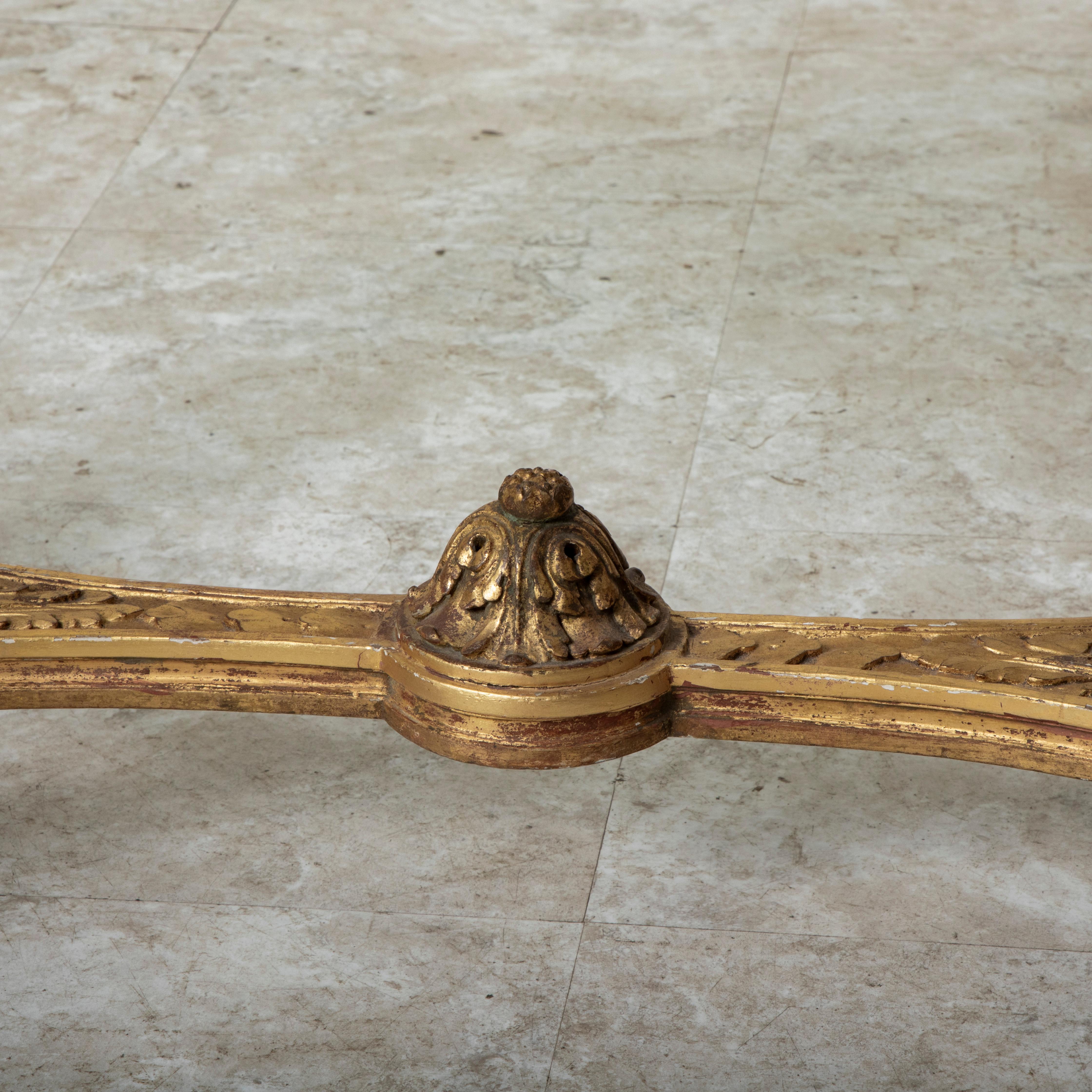 Late 19th Century French Louis XVI Style Gilt Wood Bench, Caned Seat For Sale 8