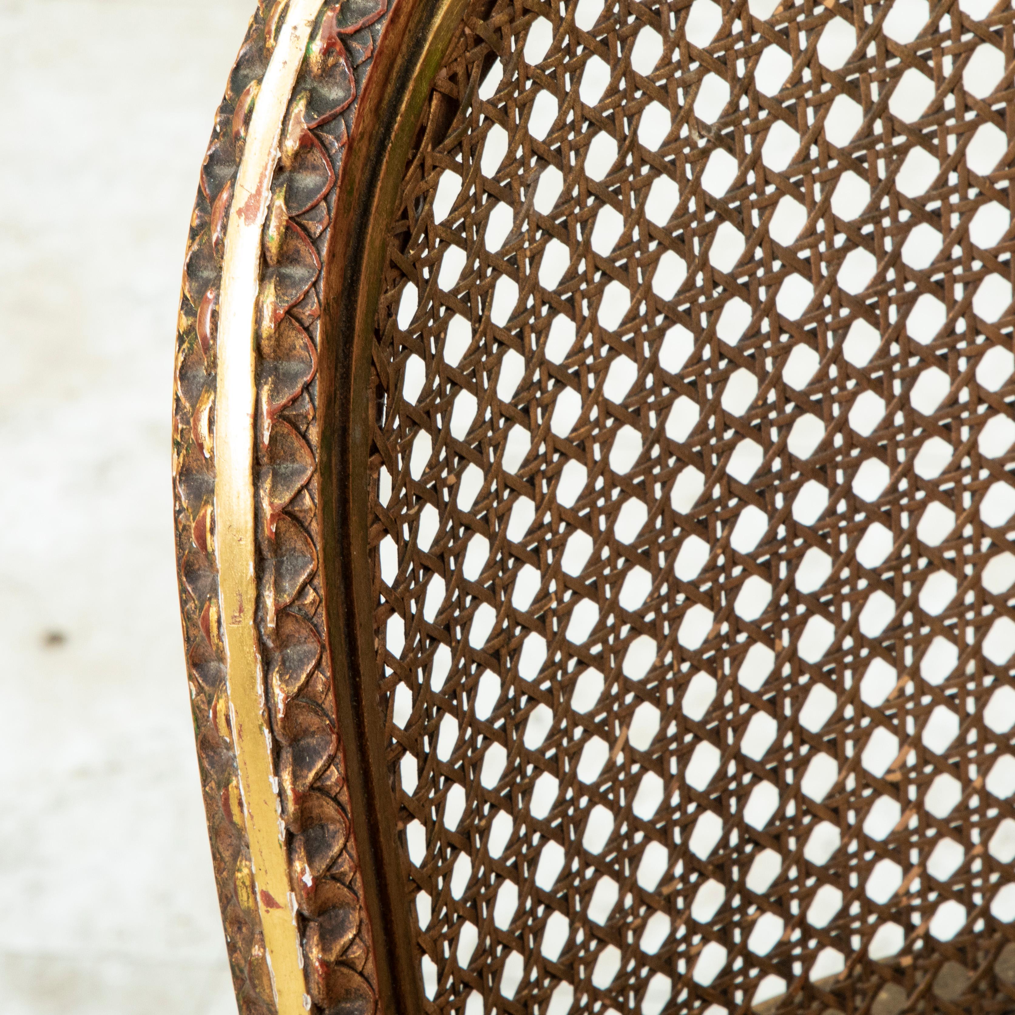 Late 19th Century French Louis XVI Style Gilt Wood Bergere Armchair with Caning 6