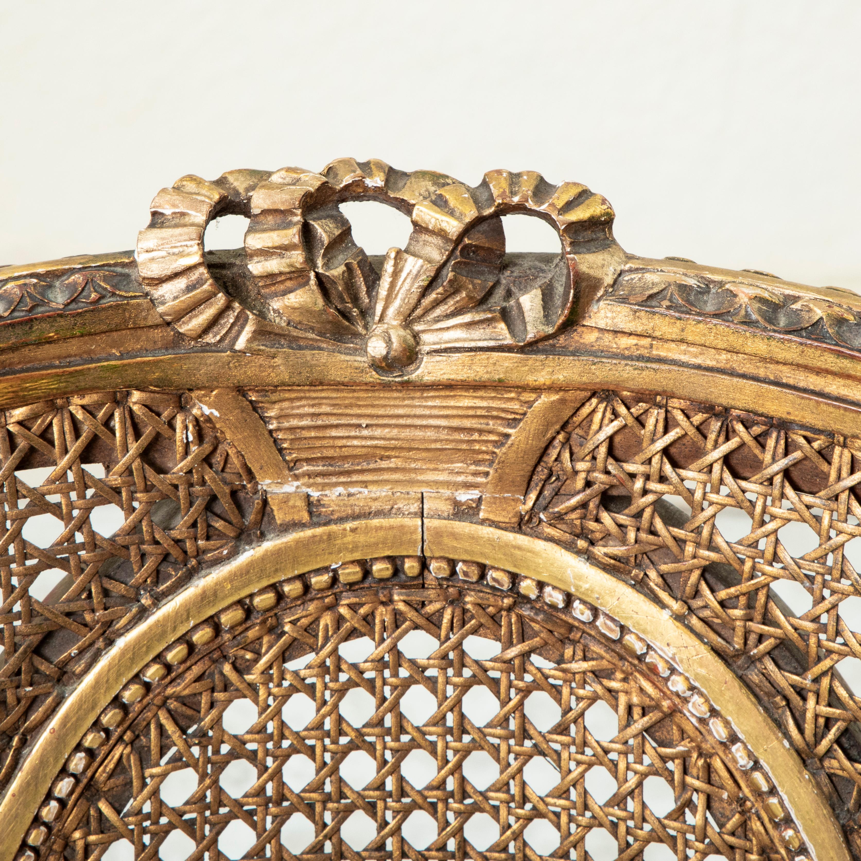 Late 19th Century French Louis XVI Style Gilt Wood Bergere Armchair with Caning 4