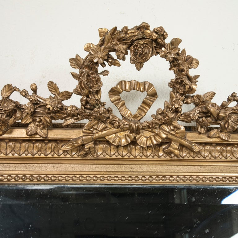 Late 19th Century French Louis XVI Style Gilt Wood Mirror with Wreath 2