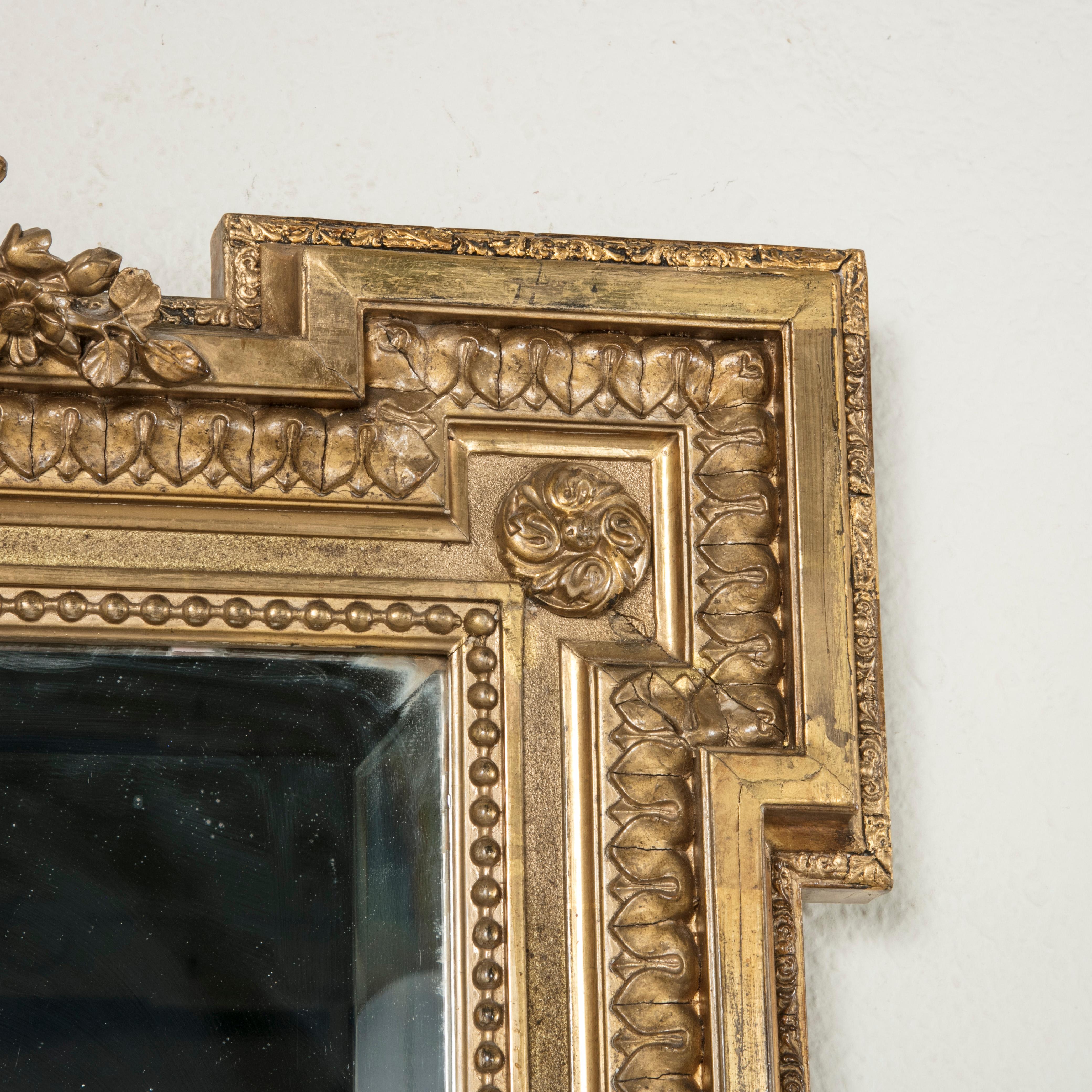 Late 19th Century French Louis XVI Style Gilt Wood Mirror with Wreath 4