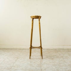 Late 19th Century French Louis XVI Style Giltwood and Marble Pedestal Table