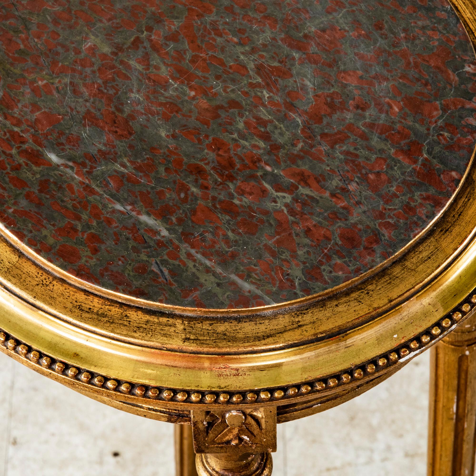 Late 19th Century French Louis XVI Style Giltwood and Marble Pedestal Table 3