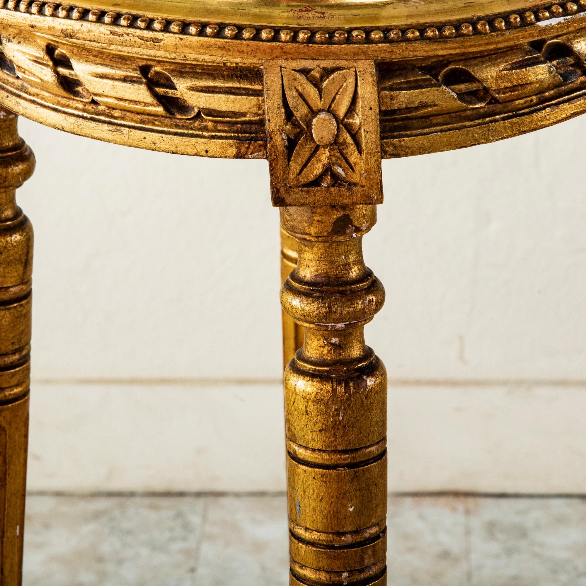 Late 19th Century French Louis XVI Style Giltwood and Marble Pedestal Table 4