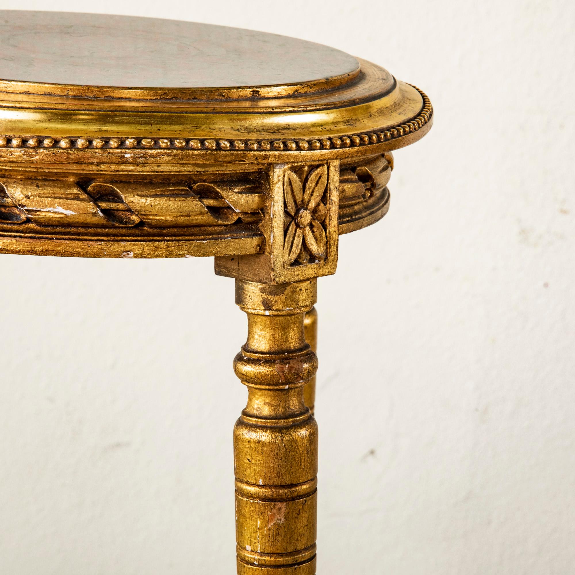 Late 19th Century French Louis XVI Style Giltwood and Marble Pedestal Table 5