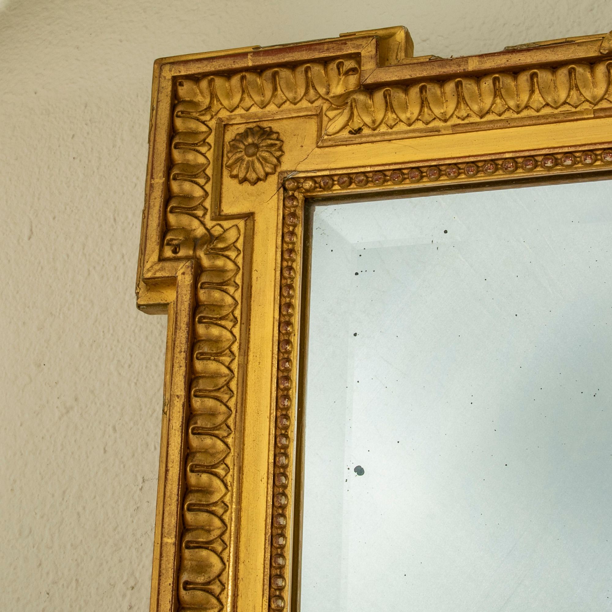 Late 19th Century French Louis XVI Style Giltwood Mirror In Good Condition For Sale In Fayetteville, AR