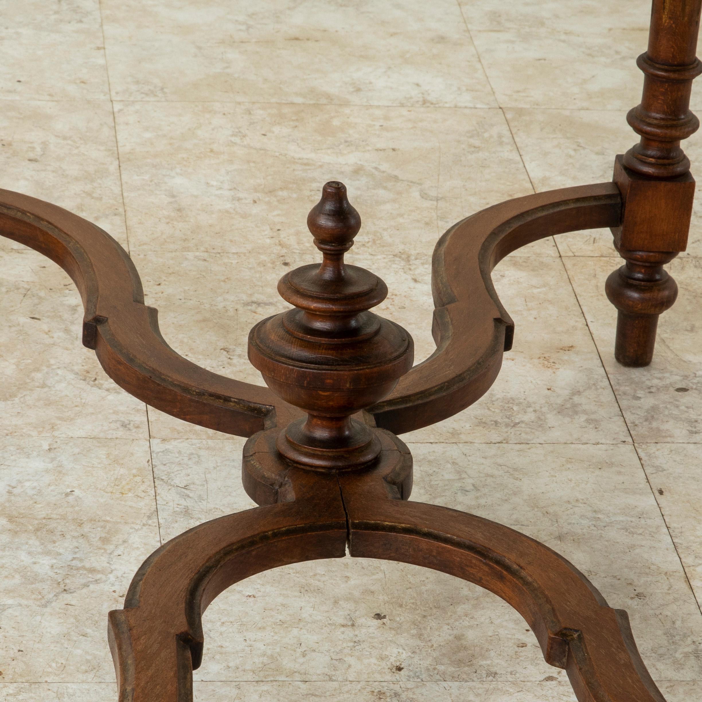 Late 19th Century French Louis XVI Style Hand Carved Walnut Center Table For Sale 9