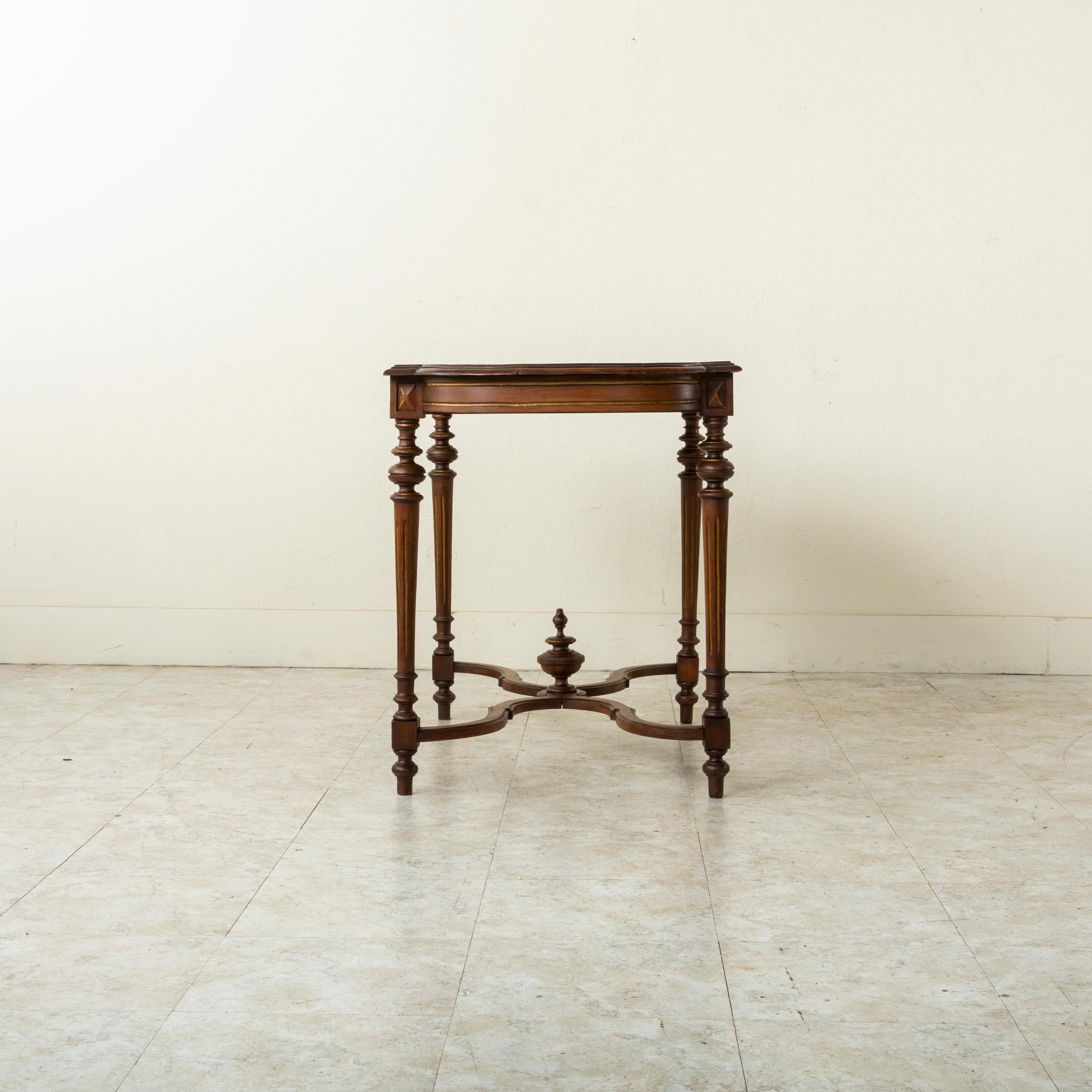 Late 19th Century French Louis XVI Style Hand Carved Walnut Center Table For Sale 2