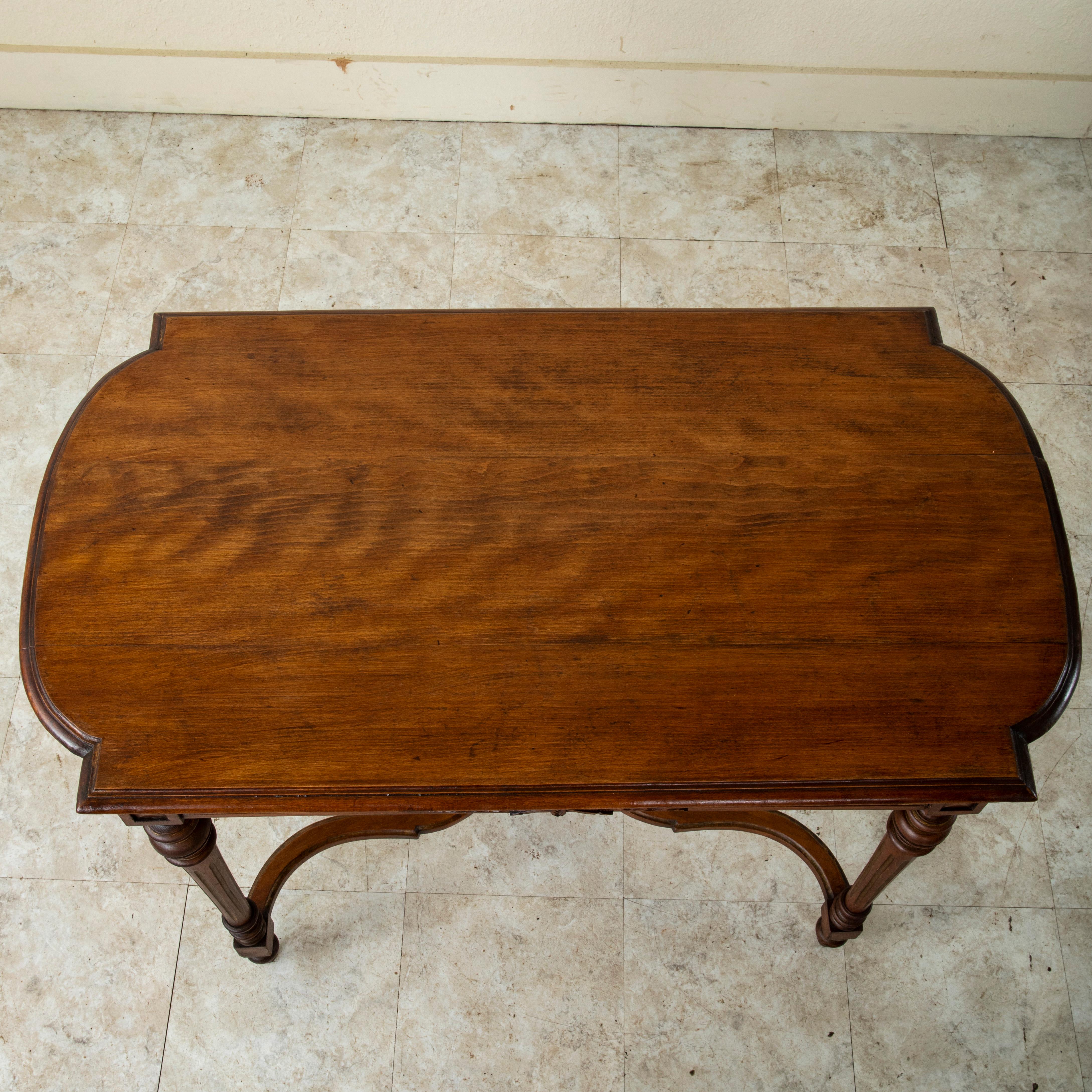 Late 19th Century French Louis XVI Style Hand Carved Walnut Center Table For Sale 3