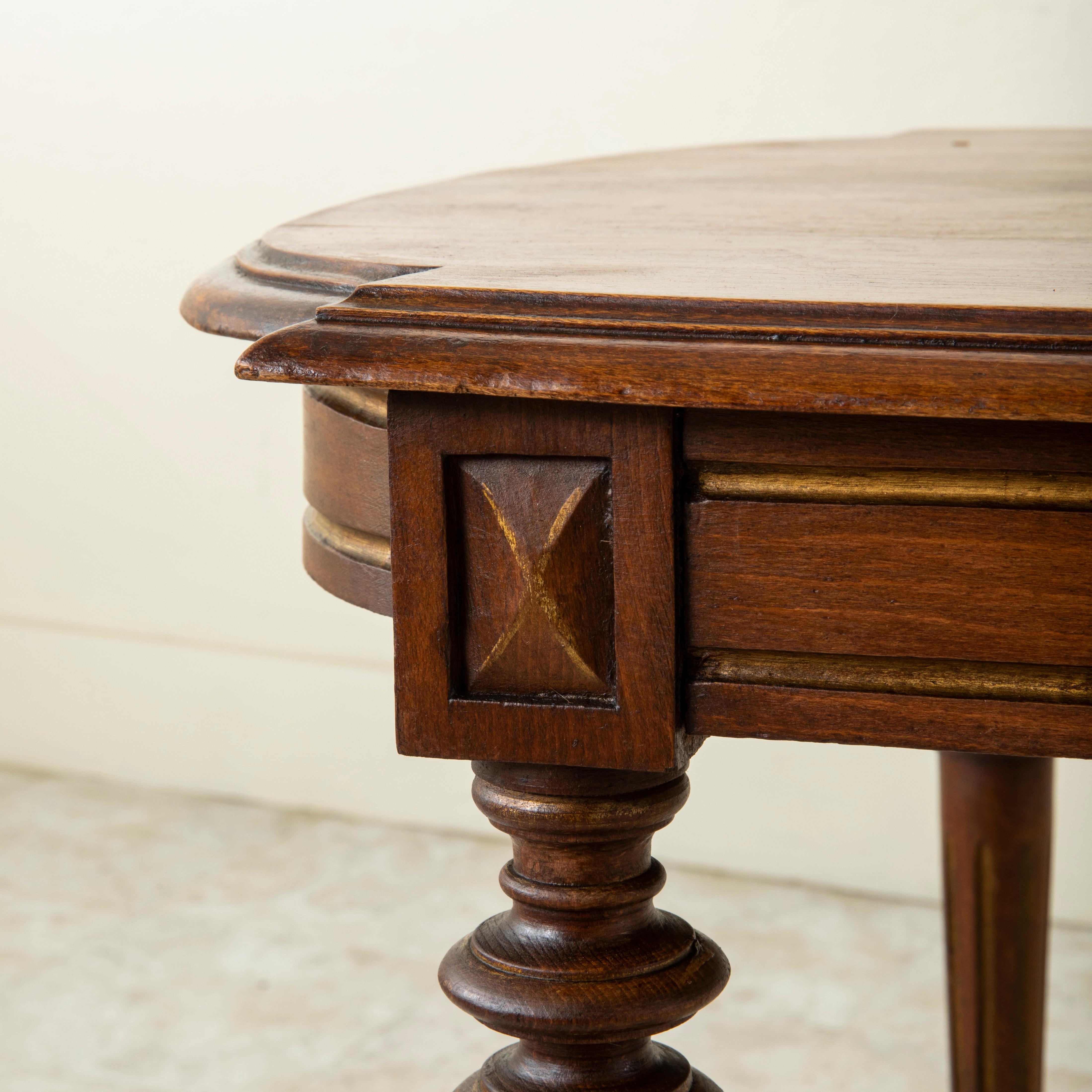 Late 19th Century French Louis XVI Style Hand Carved Walnut Center Table For Sale 5