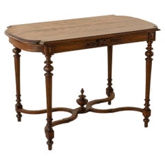 Late 19th Century French Louis XVI Style Hand Carved Walnut Center Table