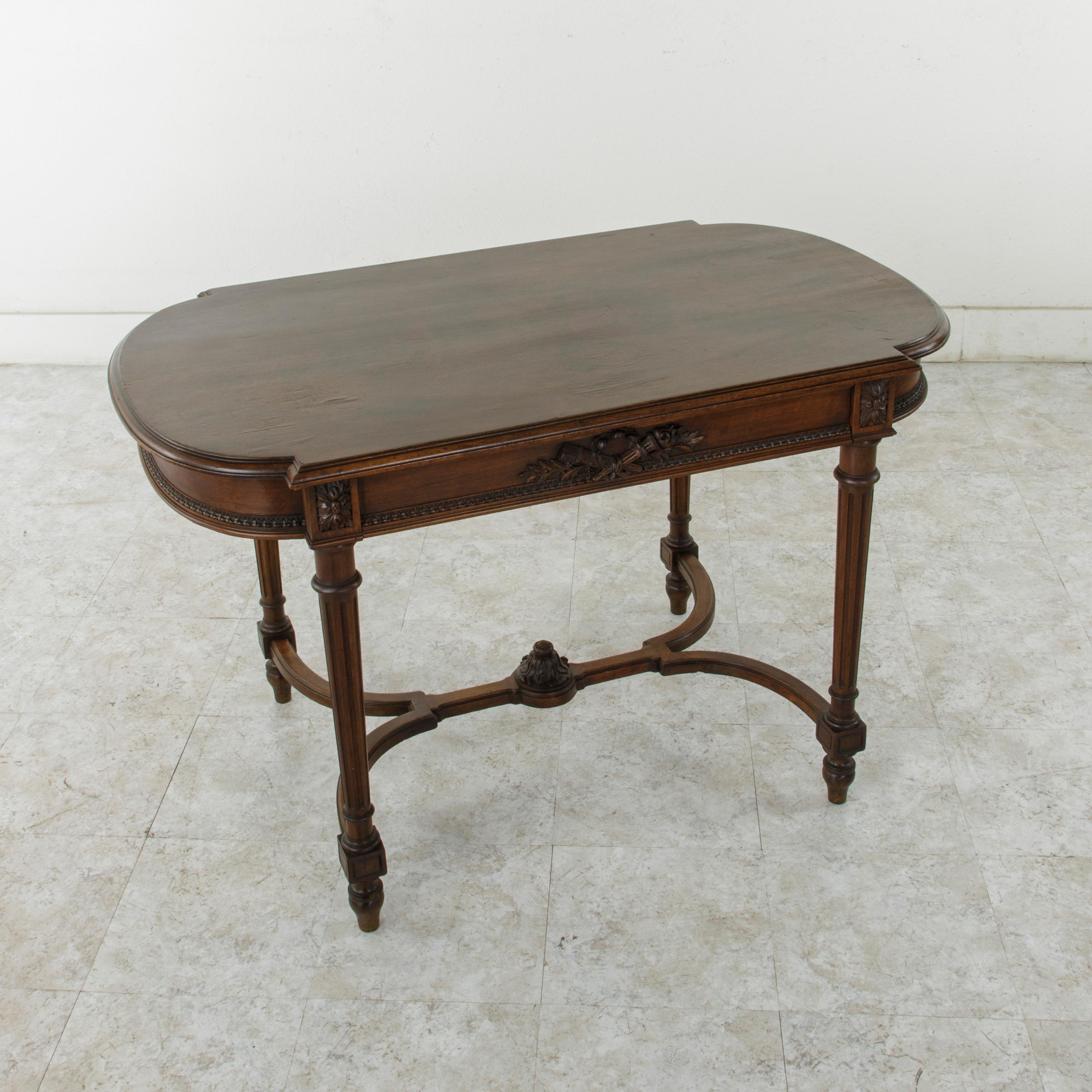 Late 19th Century French Louis XVI Style Hand Carved Walnut Desk, Writing Table 7