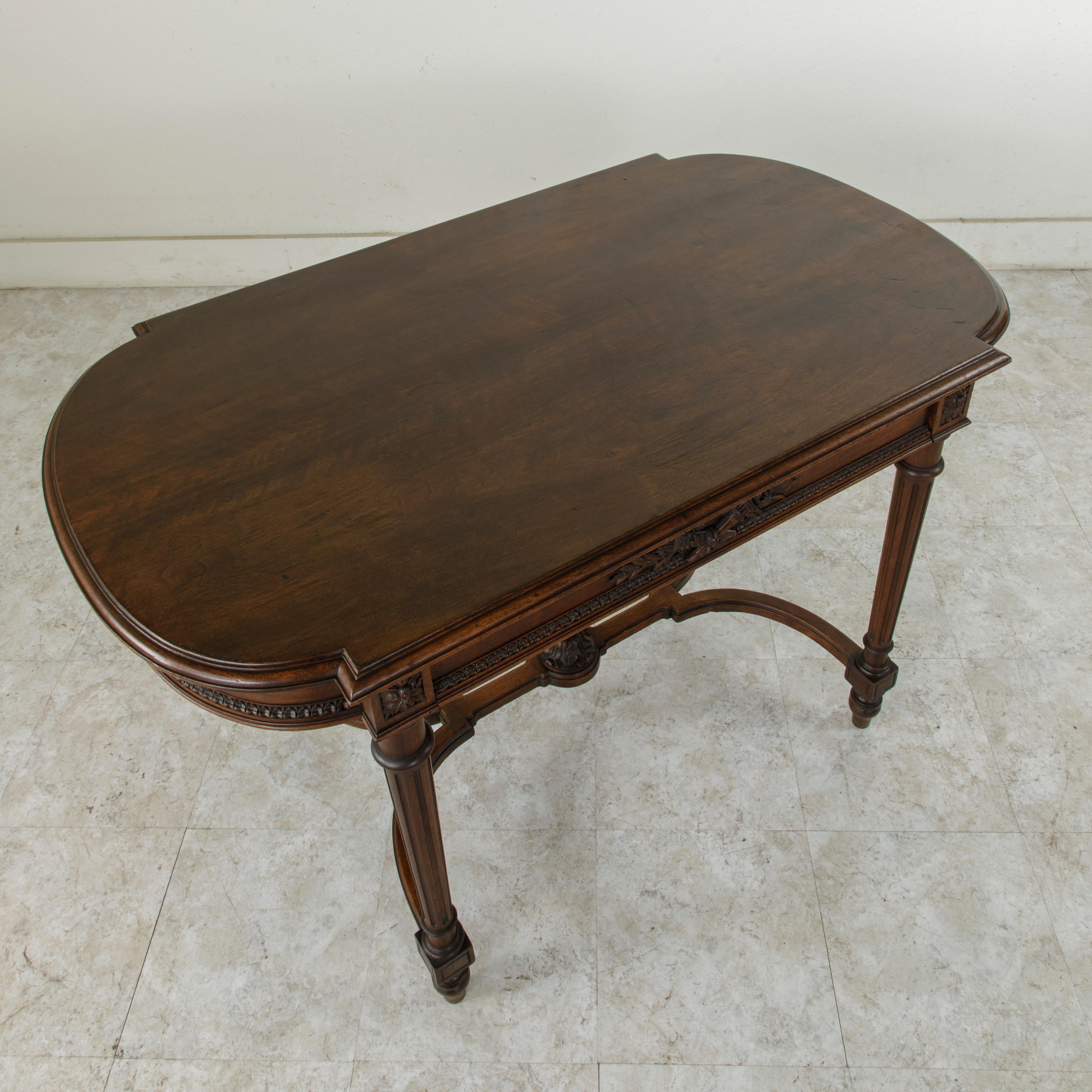 Late 19th Century French Louis XVI Style Hand Carved Walnut Desk, Writing Table 8