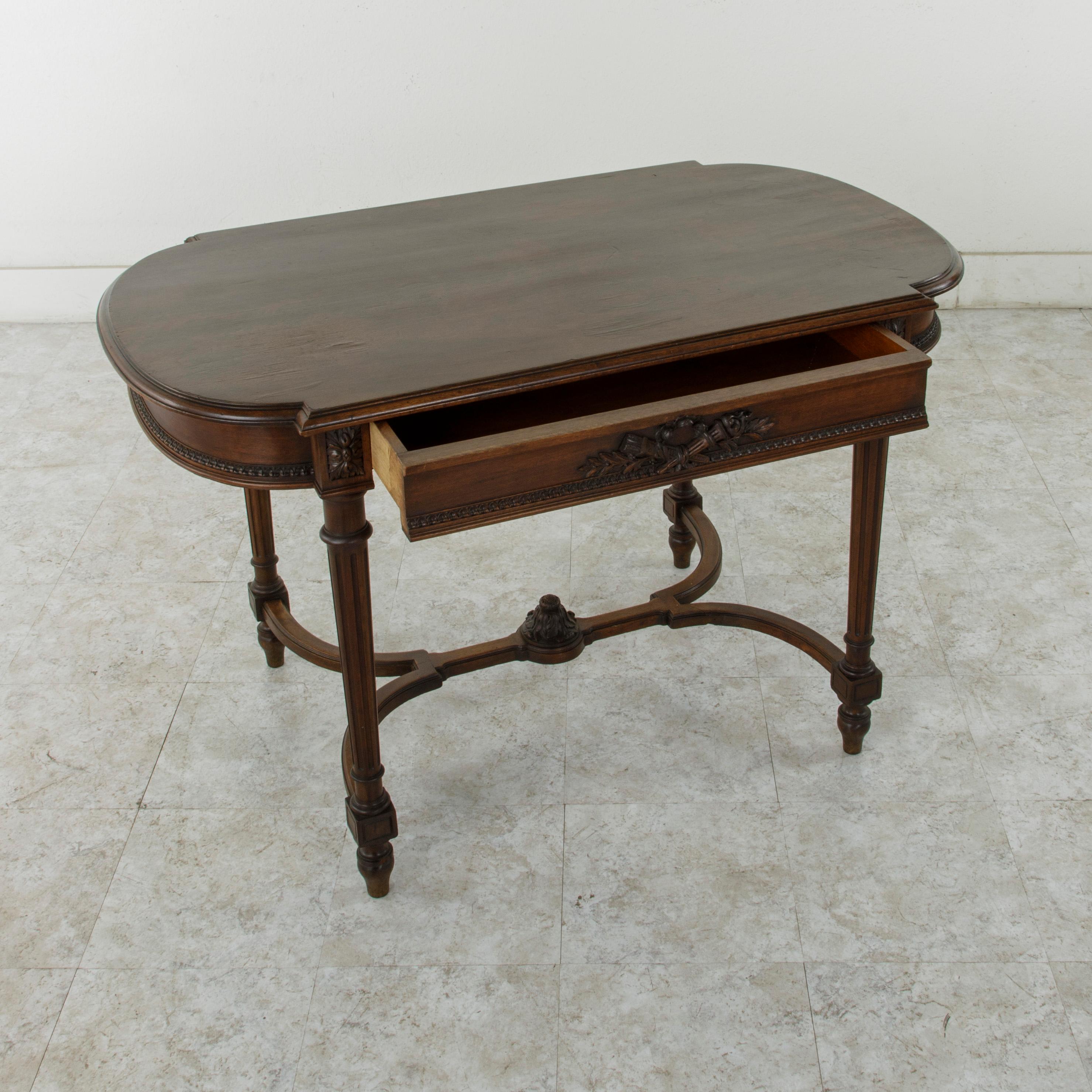 Late 19th Century French Louis XVI Style Hand Carved Walnut Desk, Writing Table 9
