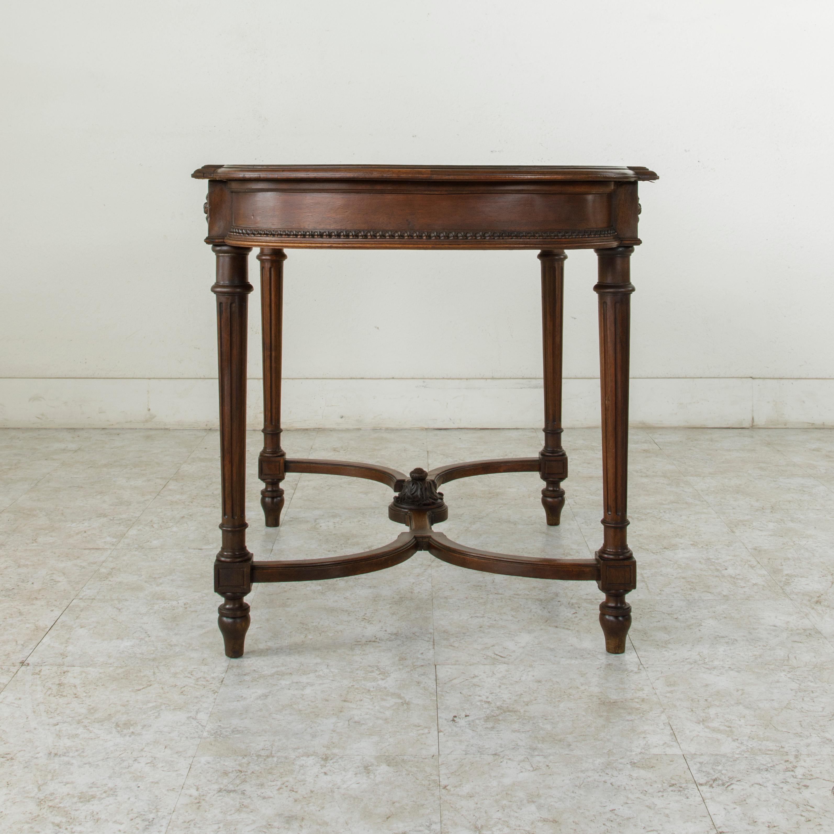 Late 19th Century French Louis XVI Style Hand Carved Walnut Desk, Writing Table 1