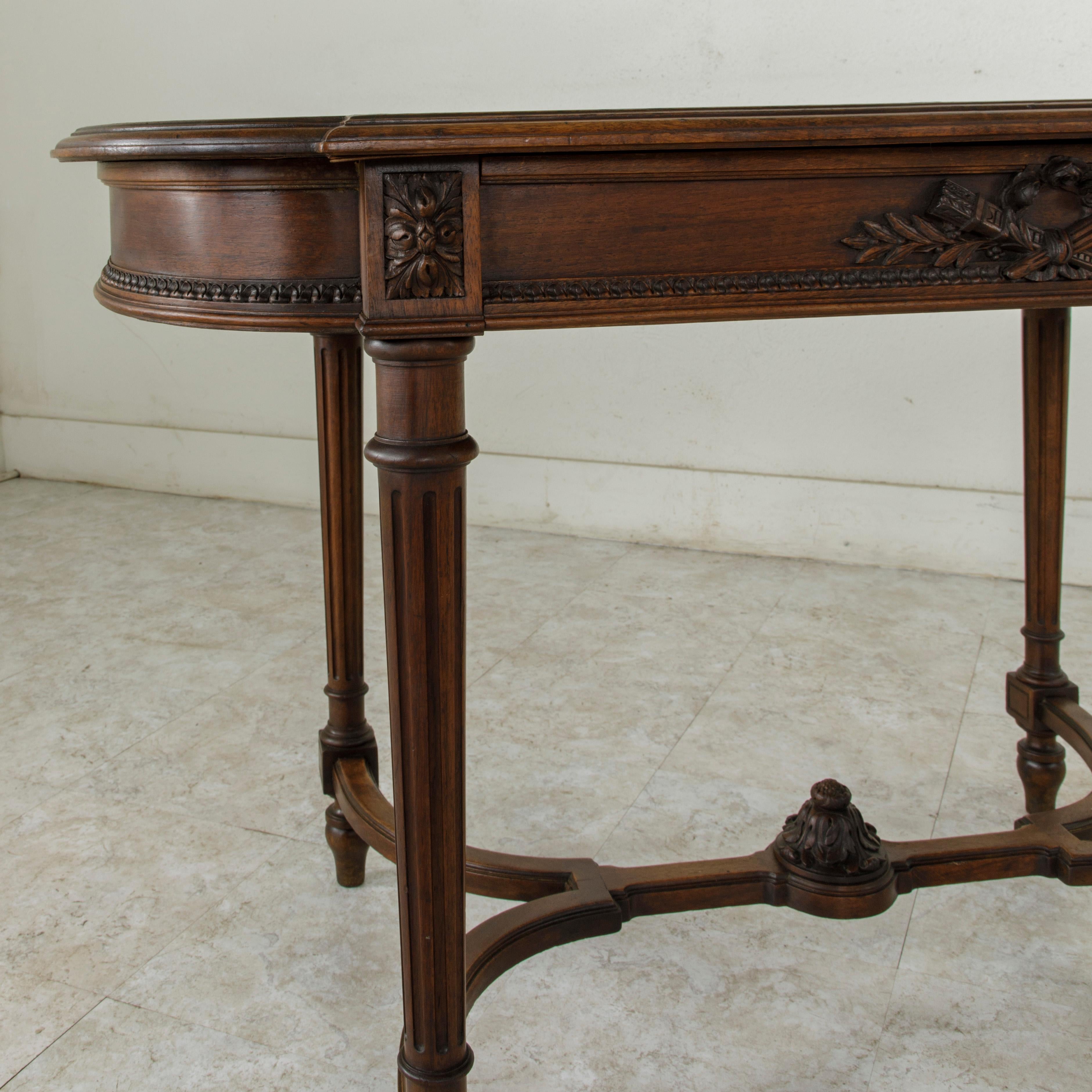 Late 19th Century French Louis XVI Style Hand Carved Walnut Desk, Writing Table 3