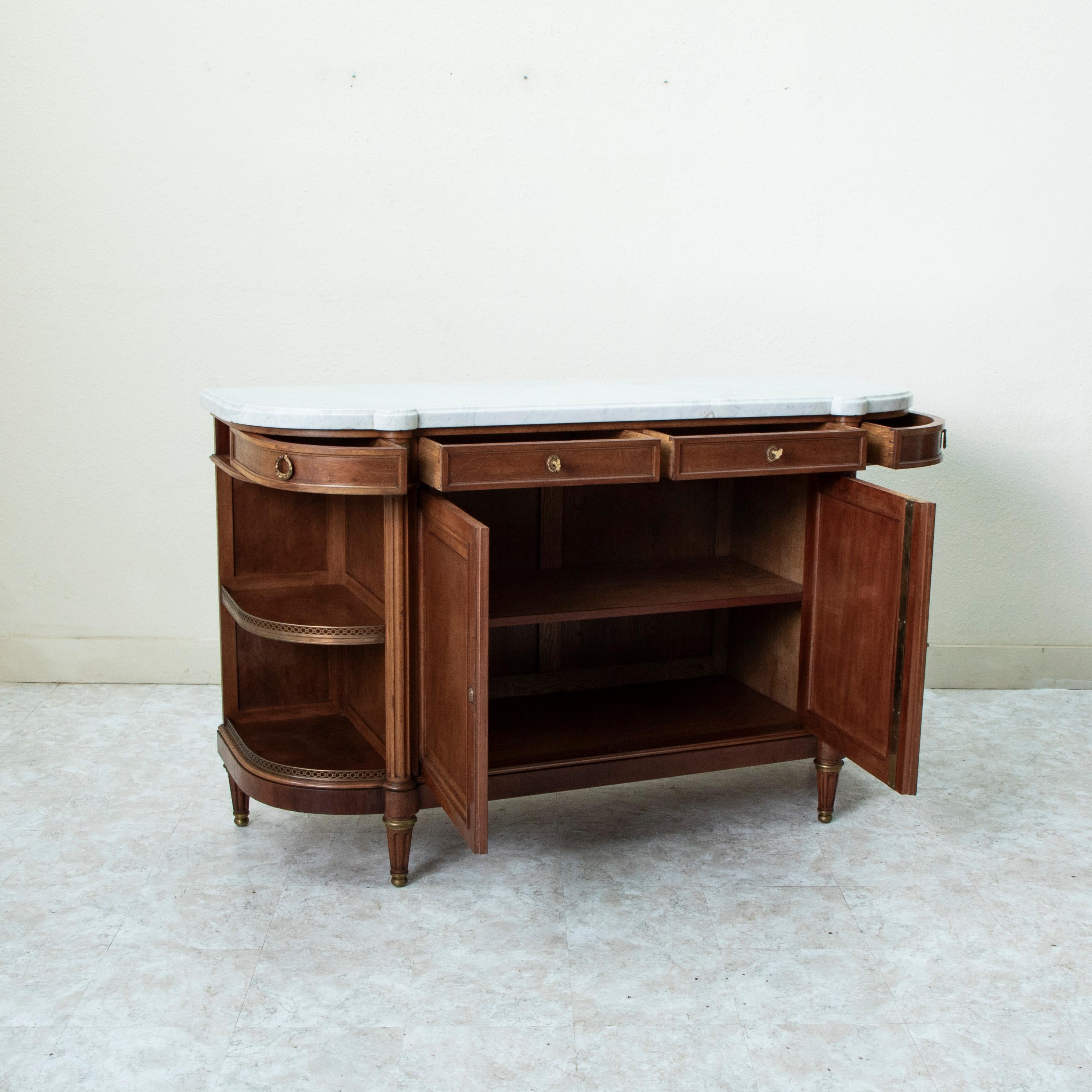 Late 19th Century French Louis XVI Style Mahogany and Marble Buffet, Sideboard 14